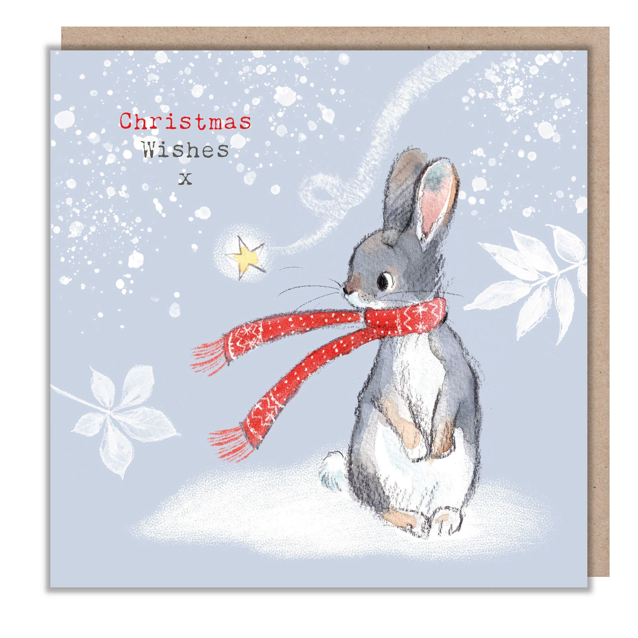 Quality Christmas Card - Charming Rabbit illustration - 'Bucklebury wood' range- Made in UK -  BWX03