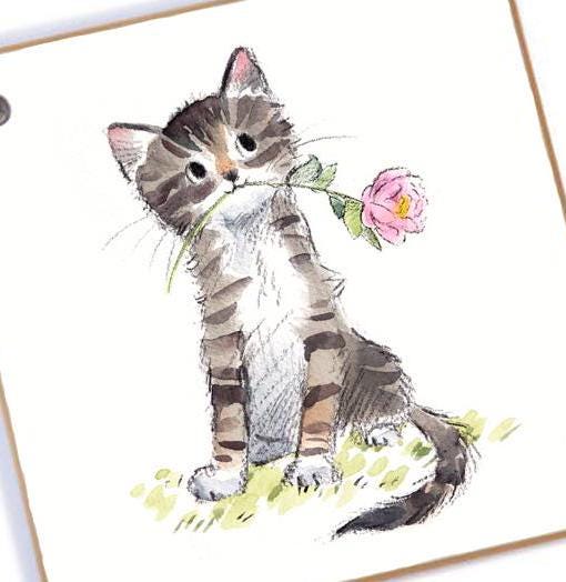 Quality Keyring - Tabby Cat design - double sided - MDF-  Made in the UK  - KR02