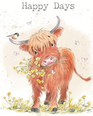 Quality Fridge Magnet - Happy Days - Highland Cow design - MDF-  Made in the UK - FM06