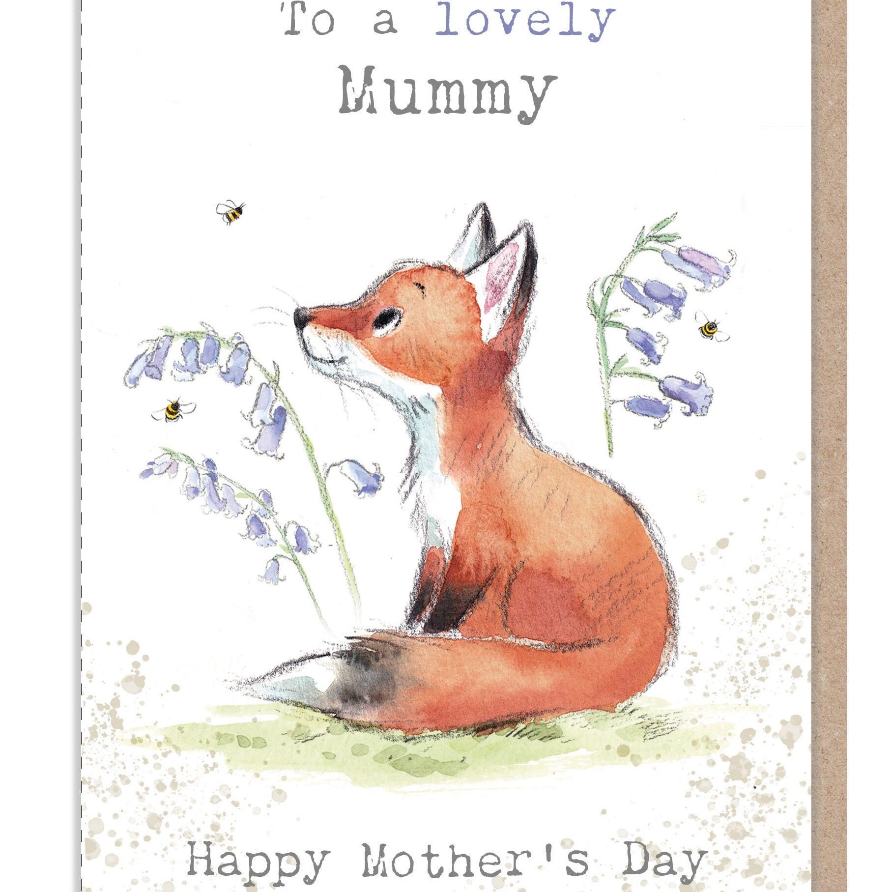 Mummy - Mothers Day Card - Fox with Bluebells Illustration - BWMD01