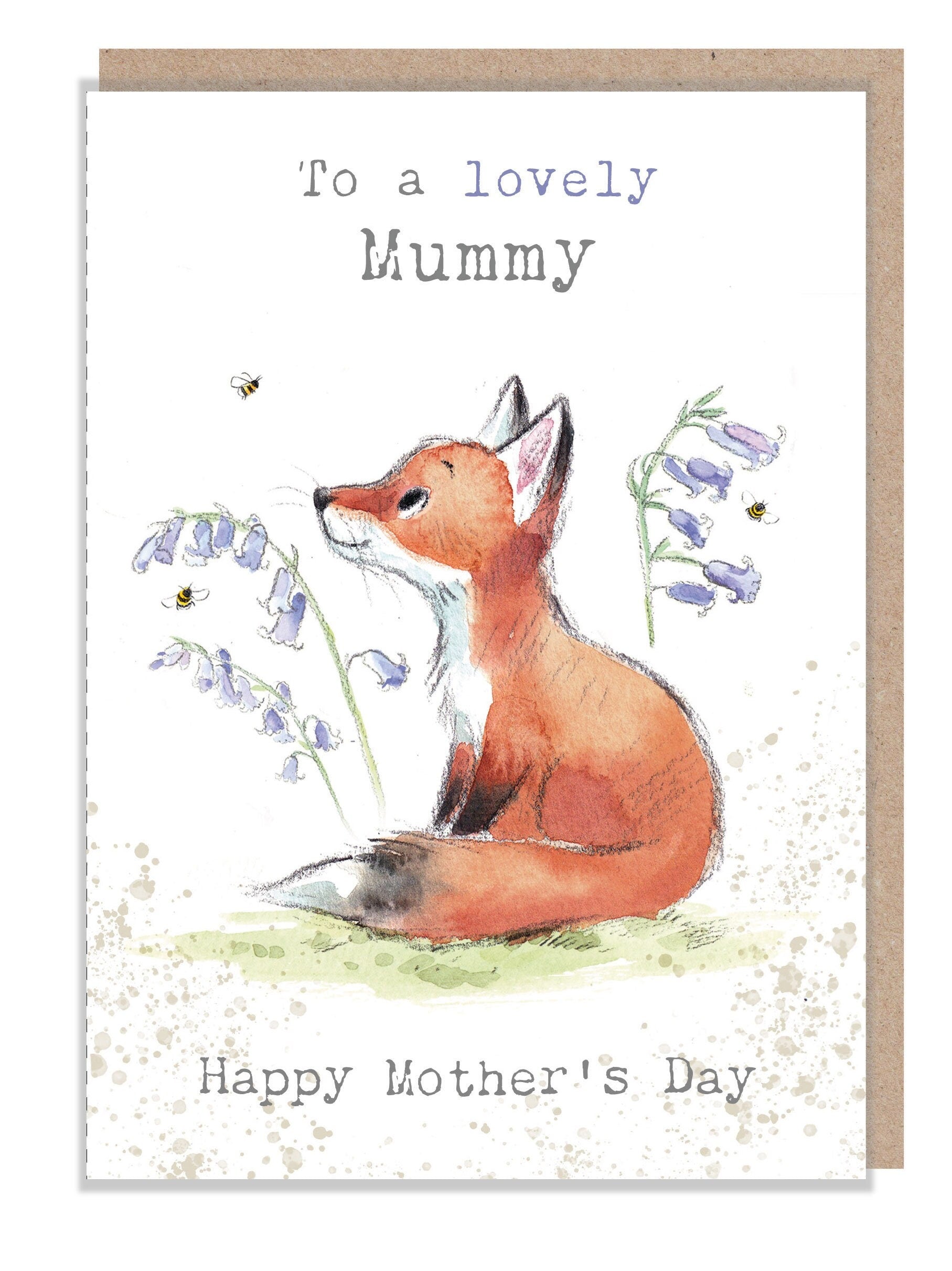 Mummy - Mothers Day Card - Fox with Bluebells Illustration - BWMD01