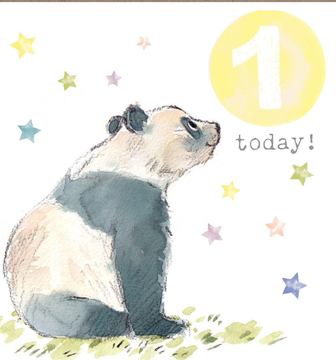 AGE 1 Birthday Card -  Charming illustration - Panda - 'Party Time'  range - Made in UK -  PTAGE01