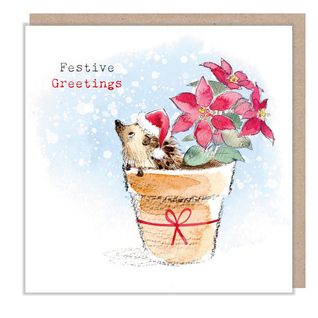 Hedgehog Christmas Card: Festive Greetings Illustration