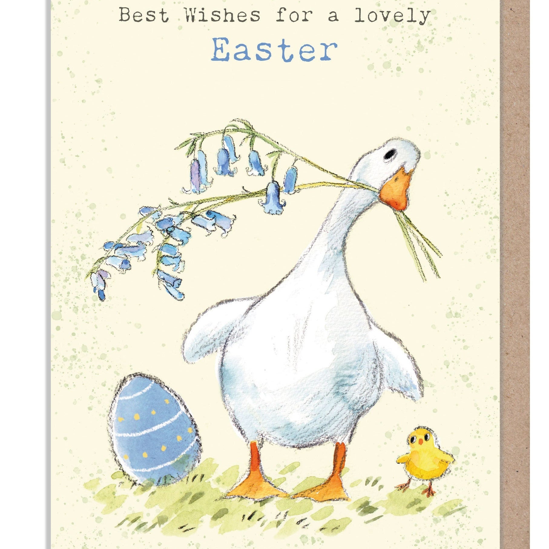Easter Card - Duck and bluebell  illustration - 'Down by the river'  range - Made in UK -  RIVEASTER01