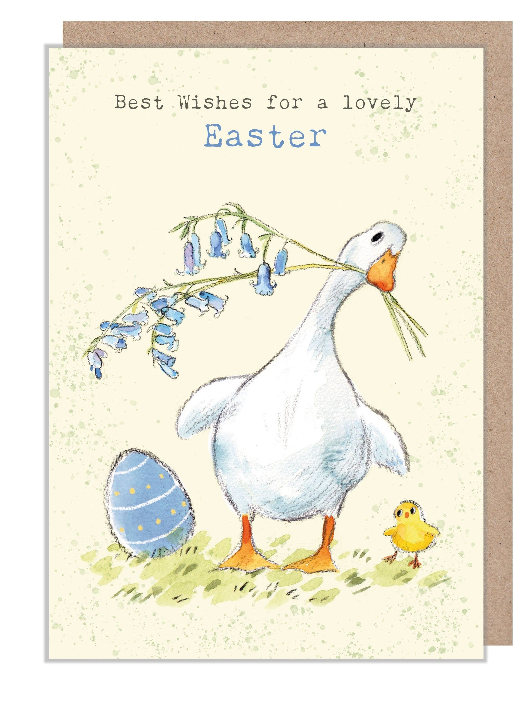Easter Card - Duck and bluebell  illustration - 'Down by the river'  range - Made in UK -  RIVEASTER01