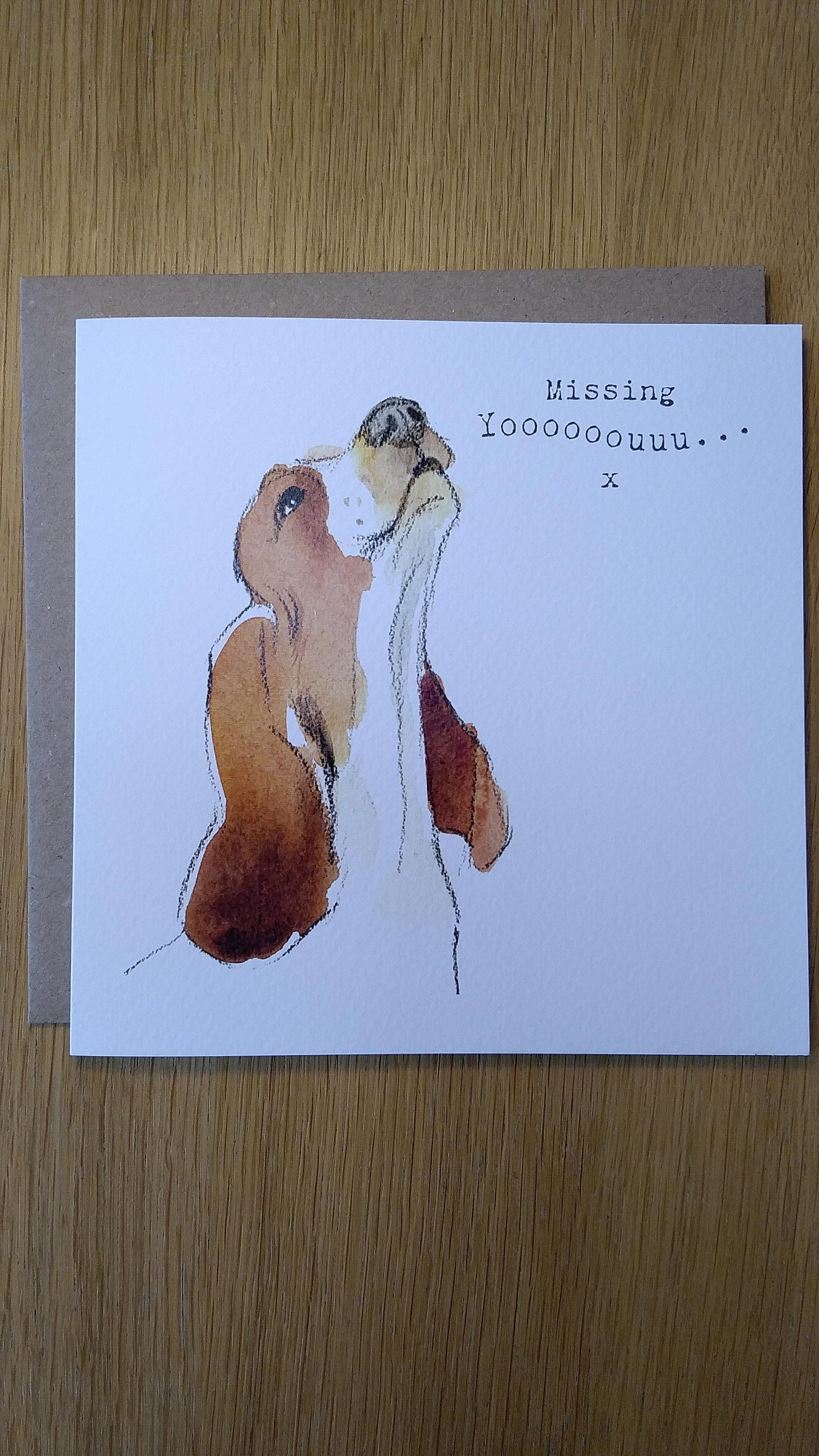 Dog 'Missing you' Card - Quality Greeting Card - Charming illustration - 'Absolutely barking' range - Howling dog - Made in UK -  ABE05