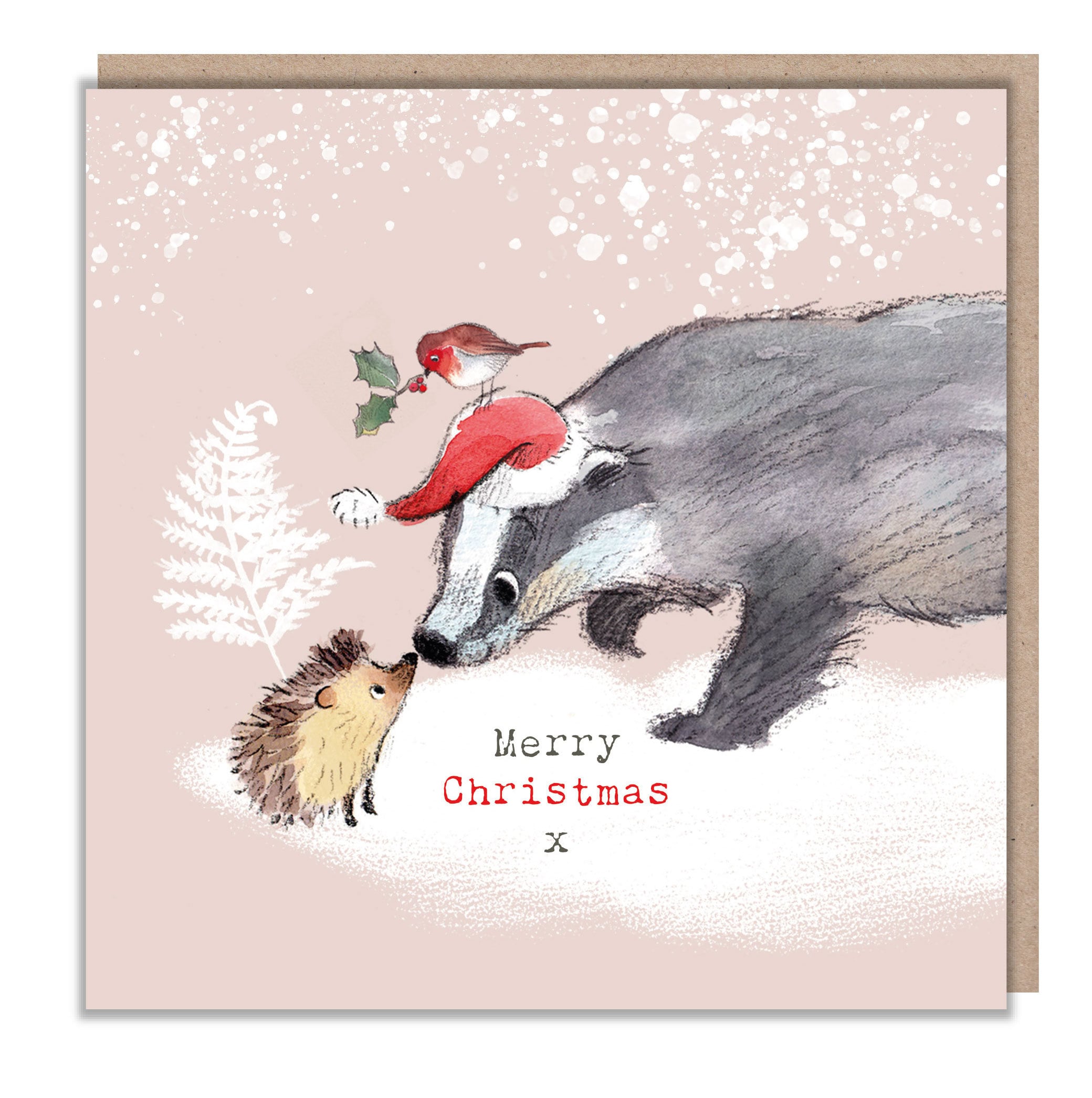 Badger and Hedgehog Christmas Card: 'Bucklebury Wood' Illustration