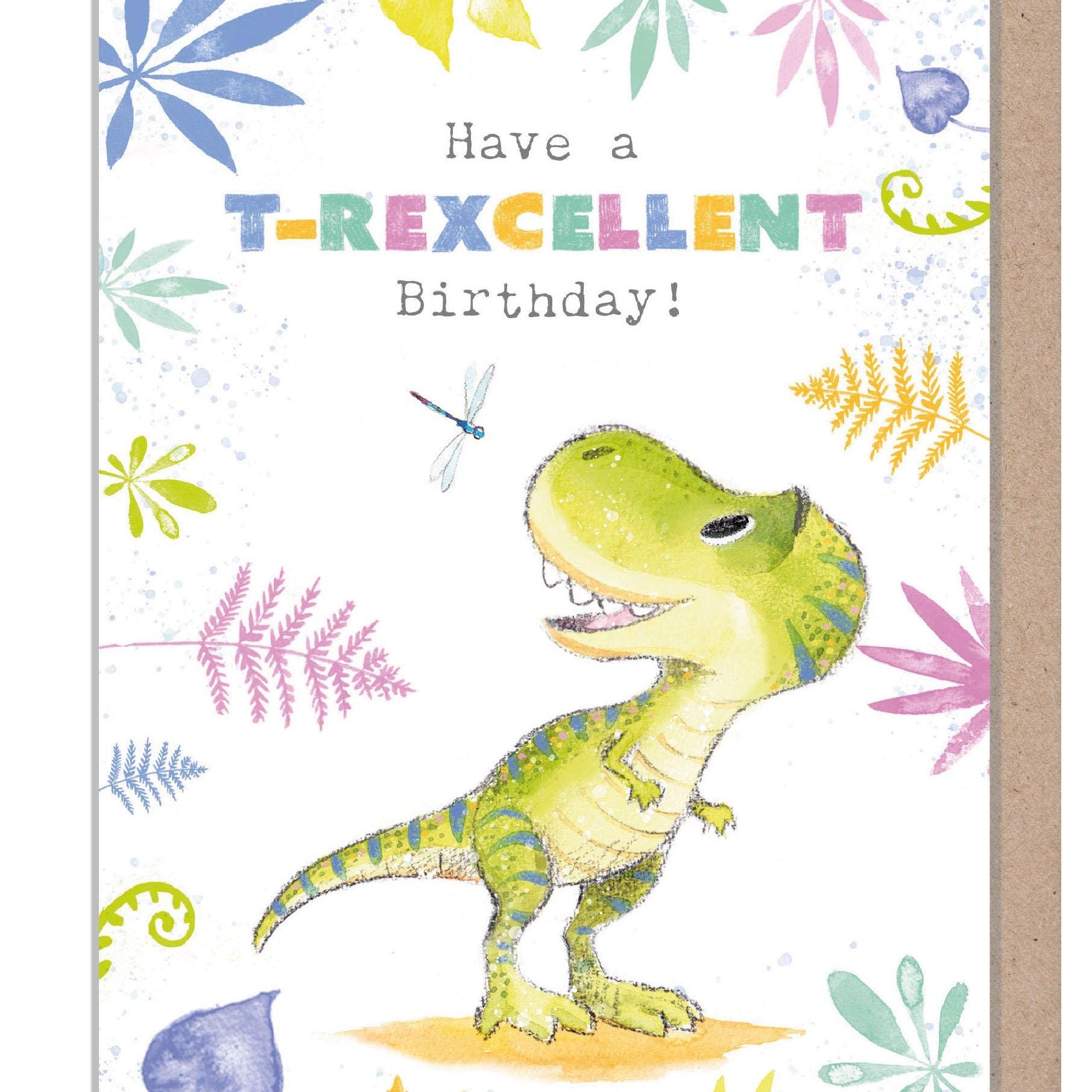 Dinosaur Birthday Card - 'Totally Roarsome' range - Cute Dinosaur illustration - Tyrannosaurus- TR013