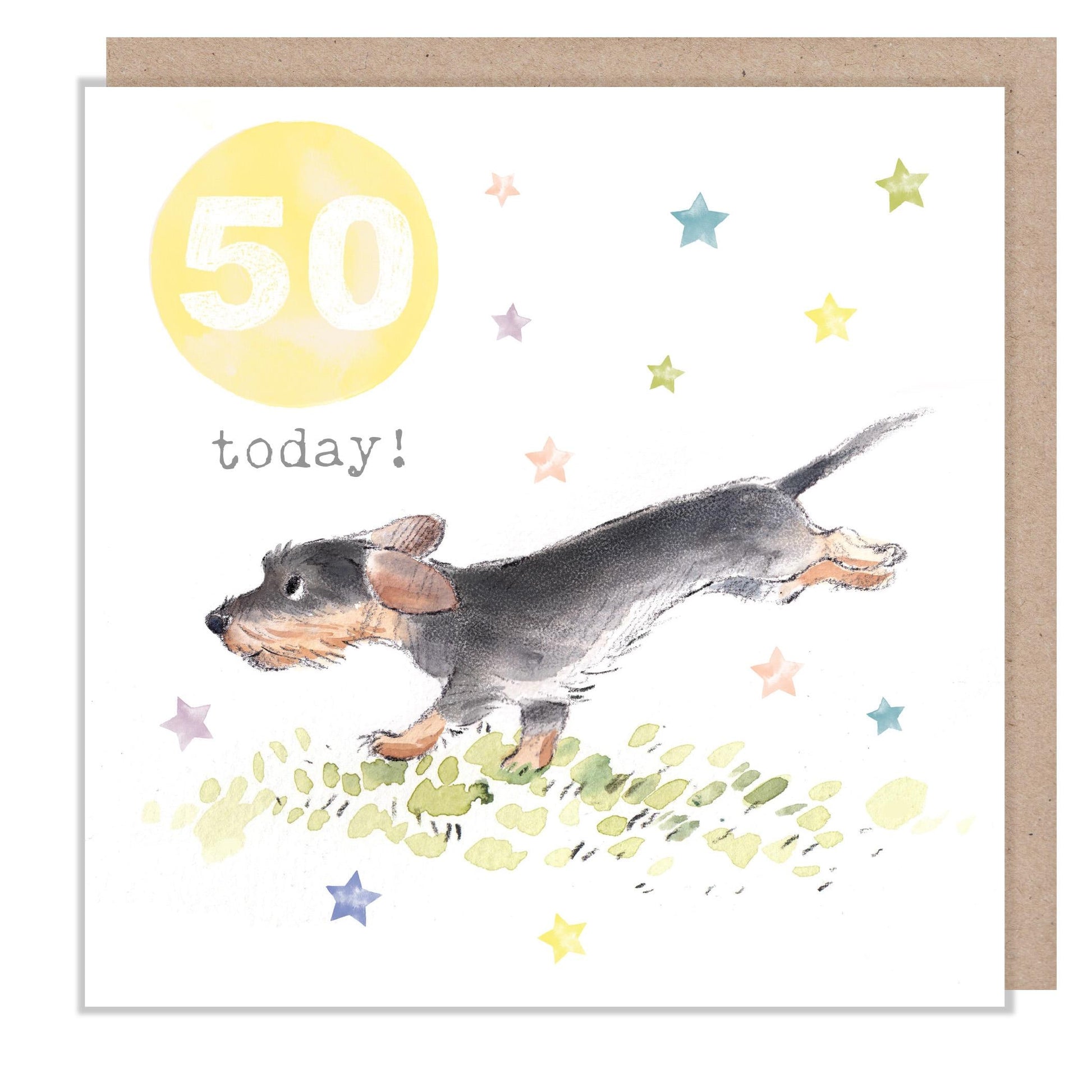 AGE 50 Birthday Card -  Charming illustration - 'Party Time'  range - Made in UK -  PTAGE050