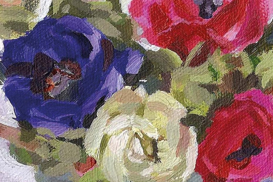 Anemones Art Card: Floral Greeting Card, Dan O'Brien Painting
