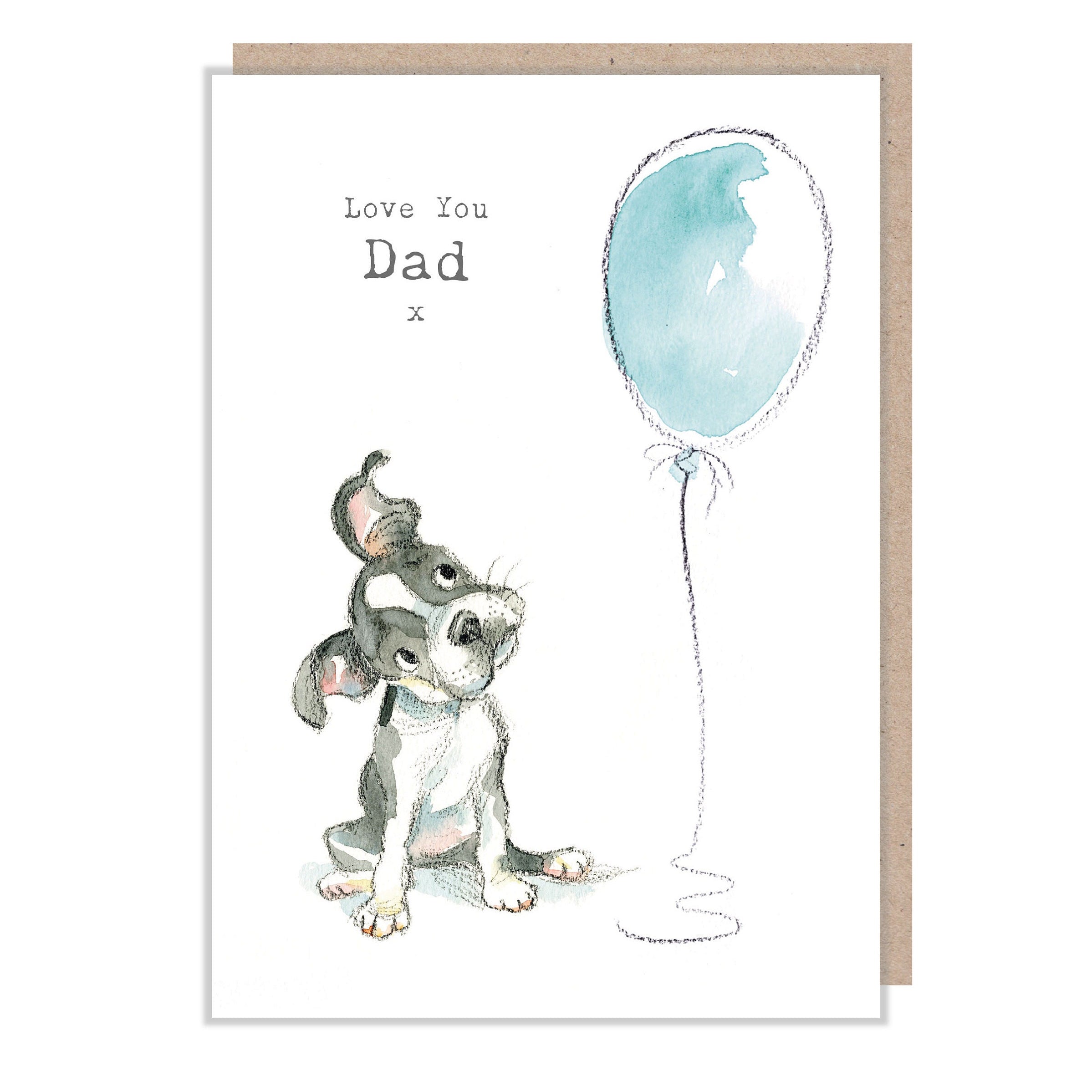 Love You Dad Greeting Card: Dog Illustration, Father's Day Card