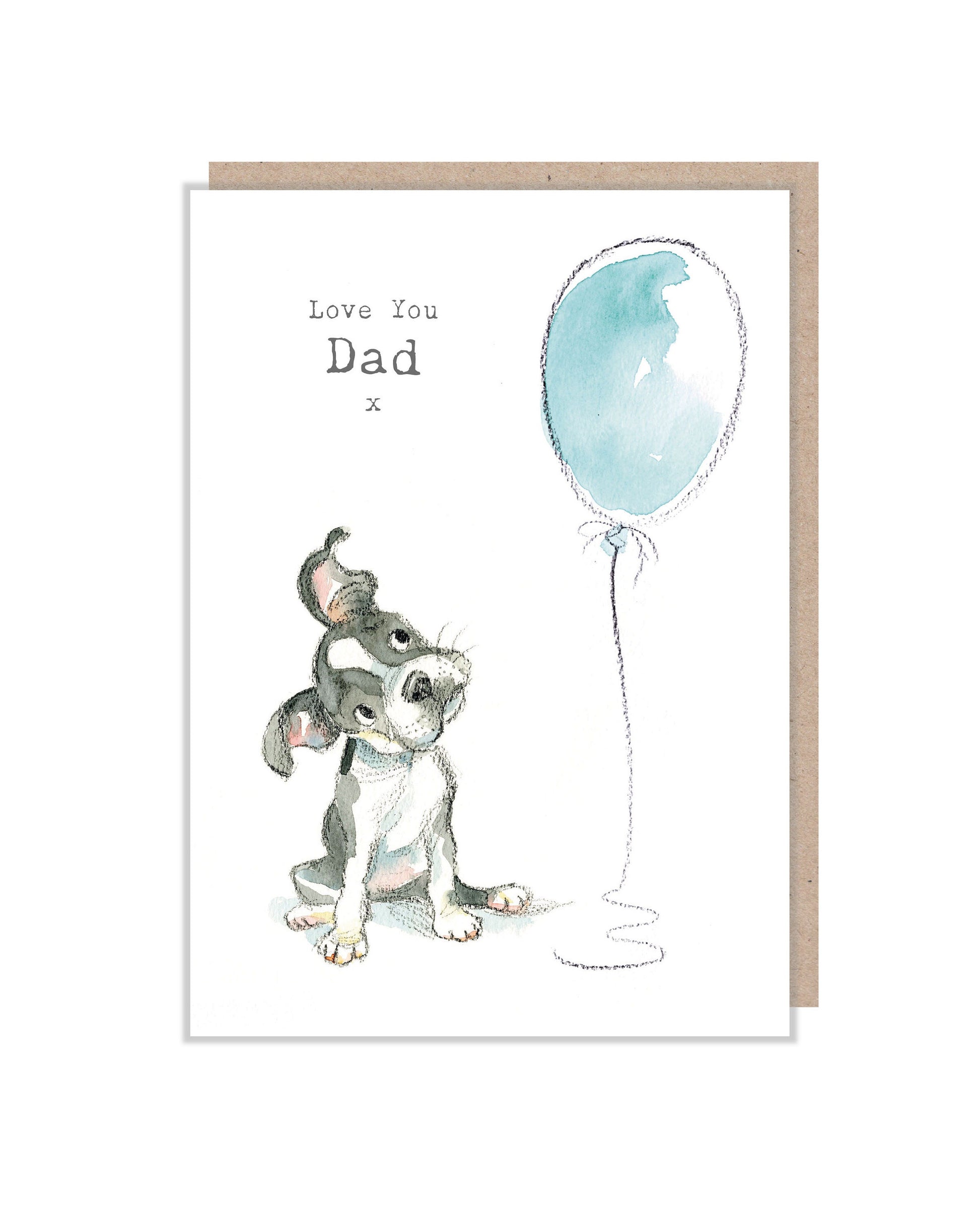 Love You Dad Greeting Card: Dog Illustration, Father's Day Card