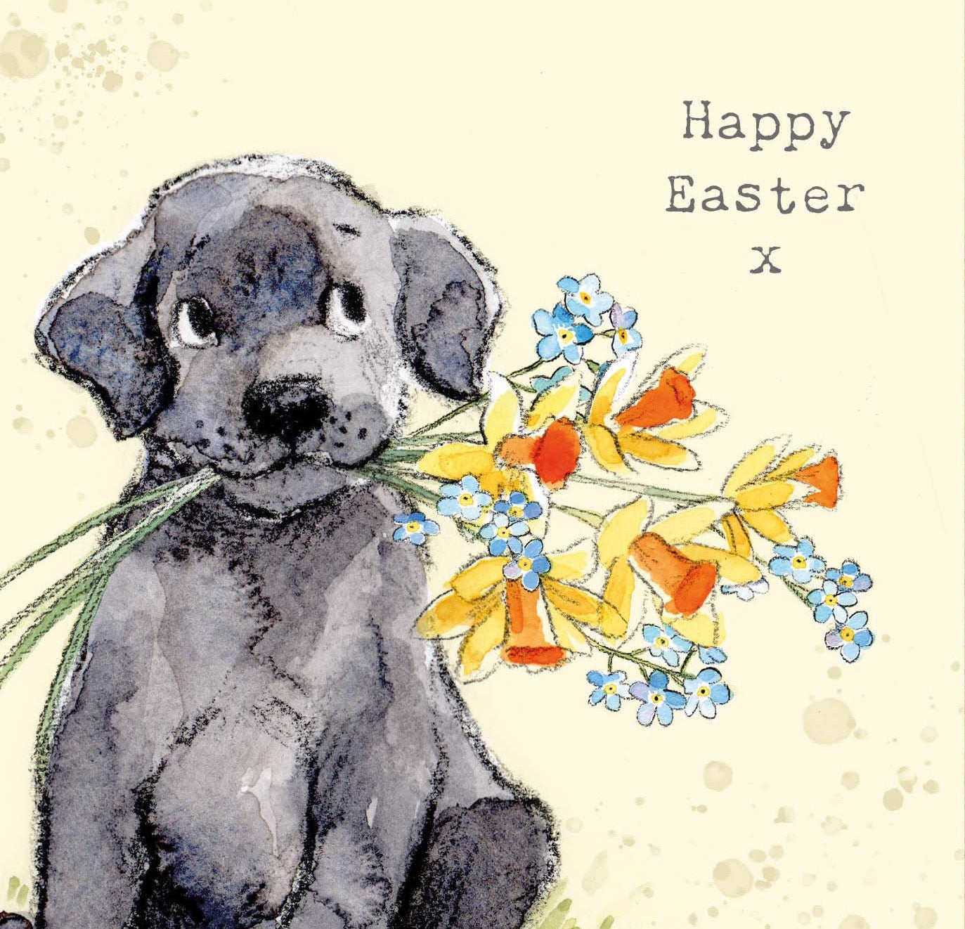 Easter Card - Quality Greeting Card - Charming illustration - 'Absolutely barking' range - Black Labrador design - Made in UK - ABEASTER02