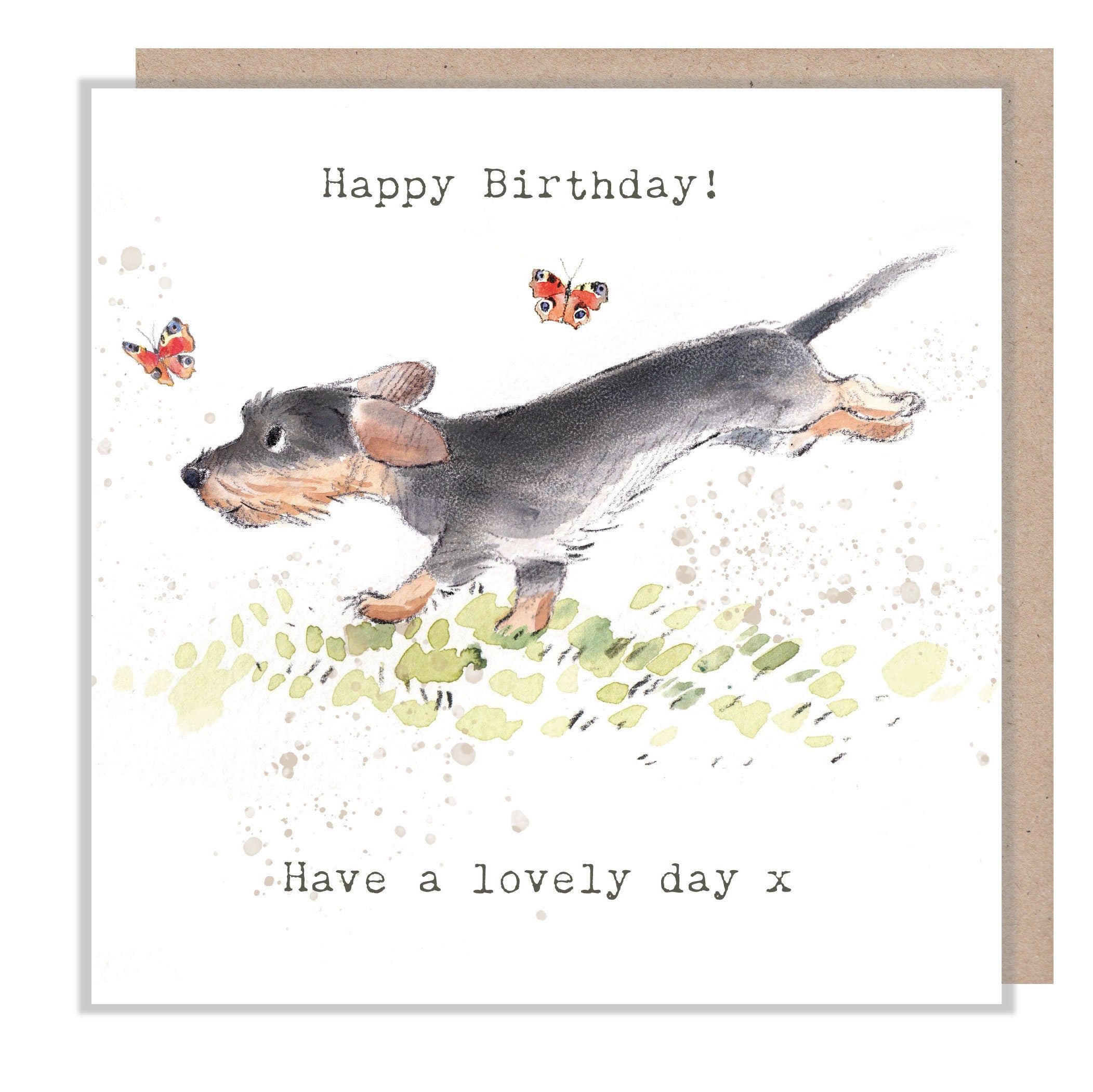 Dog Birthday Card - Quality Greeting Card - Charming illustration - 'Absolutely barking' range - Sausage Dog - Made in UK -  ABE057