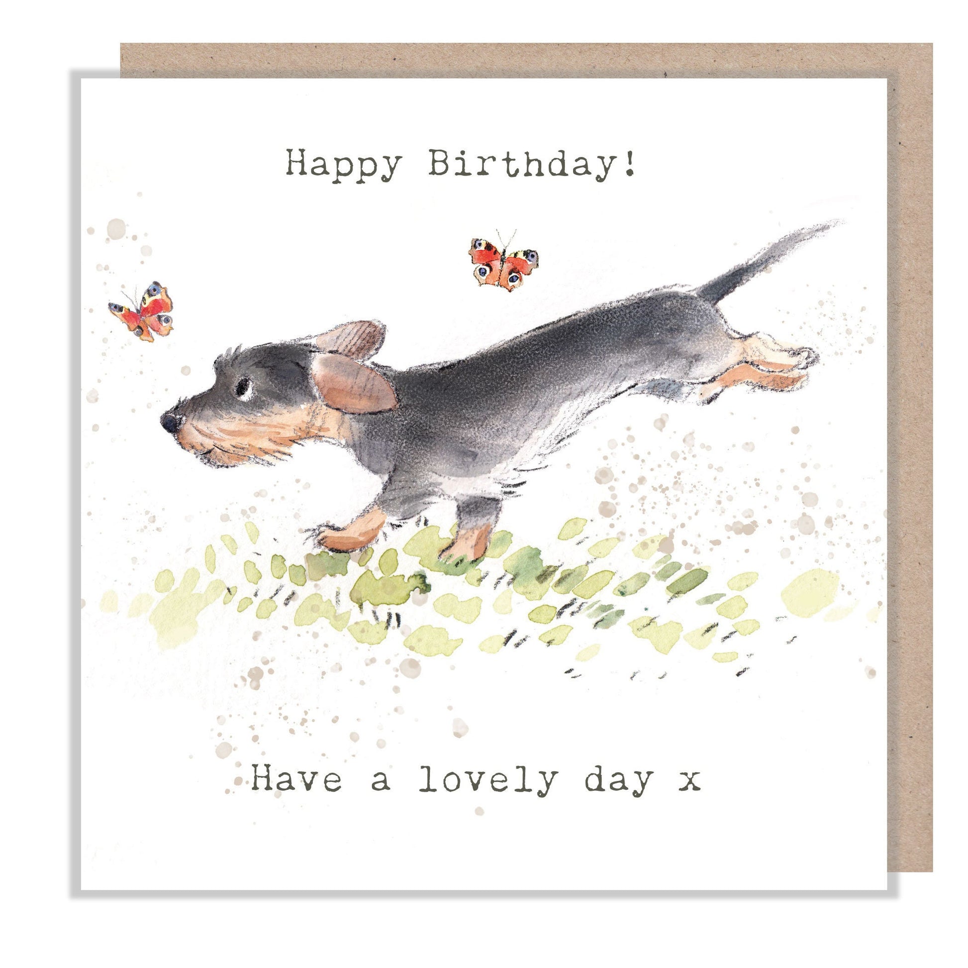 Dog Birthday Card - Quality Greeting Card - Charming illustration - 'Absolutely barking' range - Sausage Dog - Made in UK -  ABE057