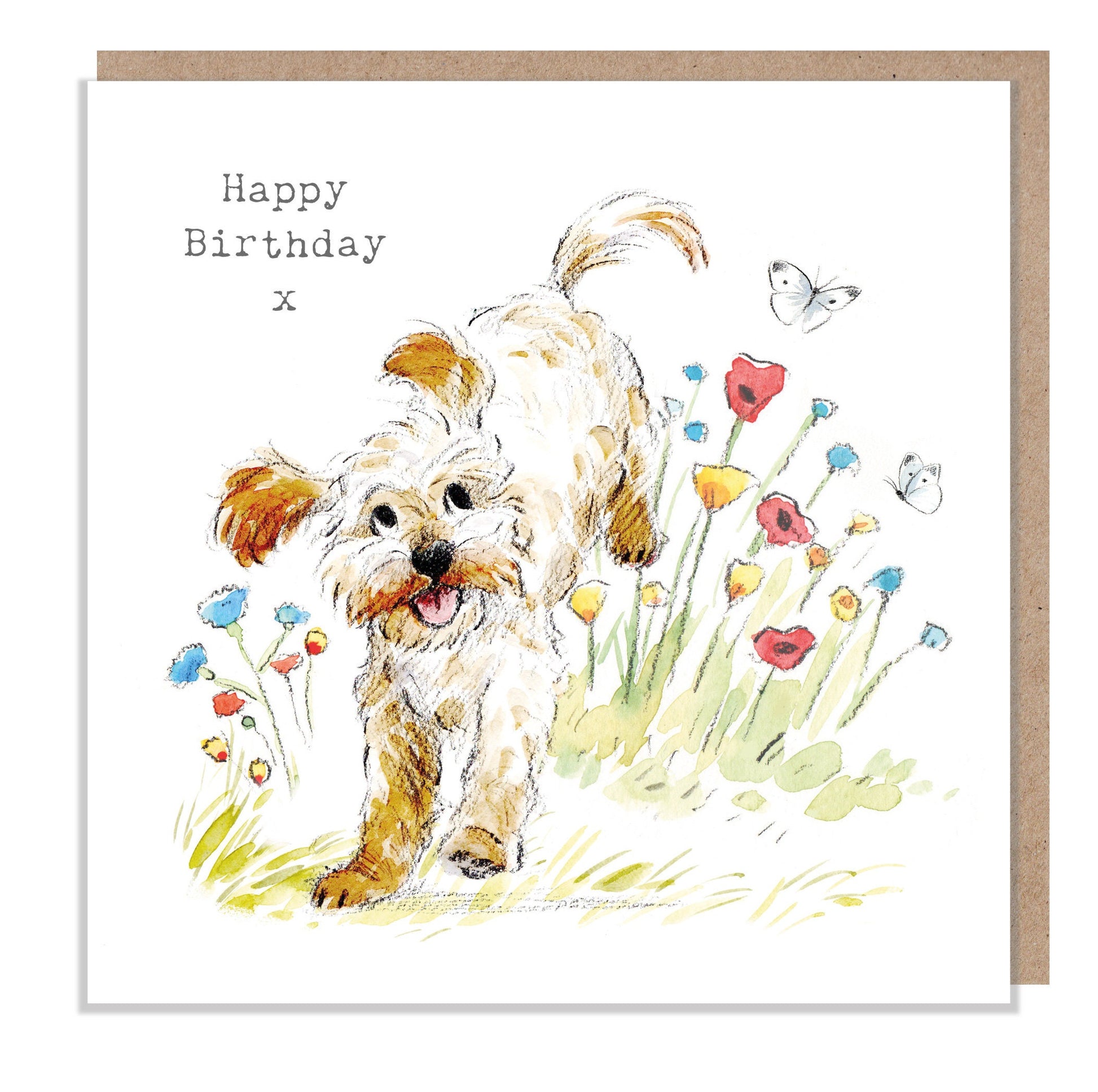 Dog Birthday Card - Quality Greeting Card - Charming illustration - 'Absolutely barking' range - Cockapoo/Labradoodle - Made in UK -  ABE07
