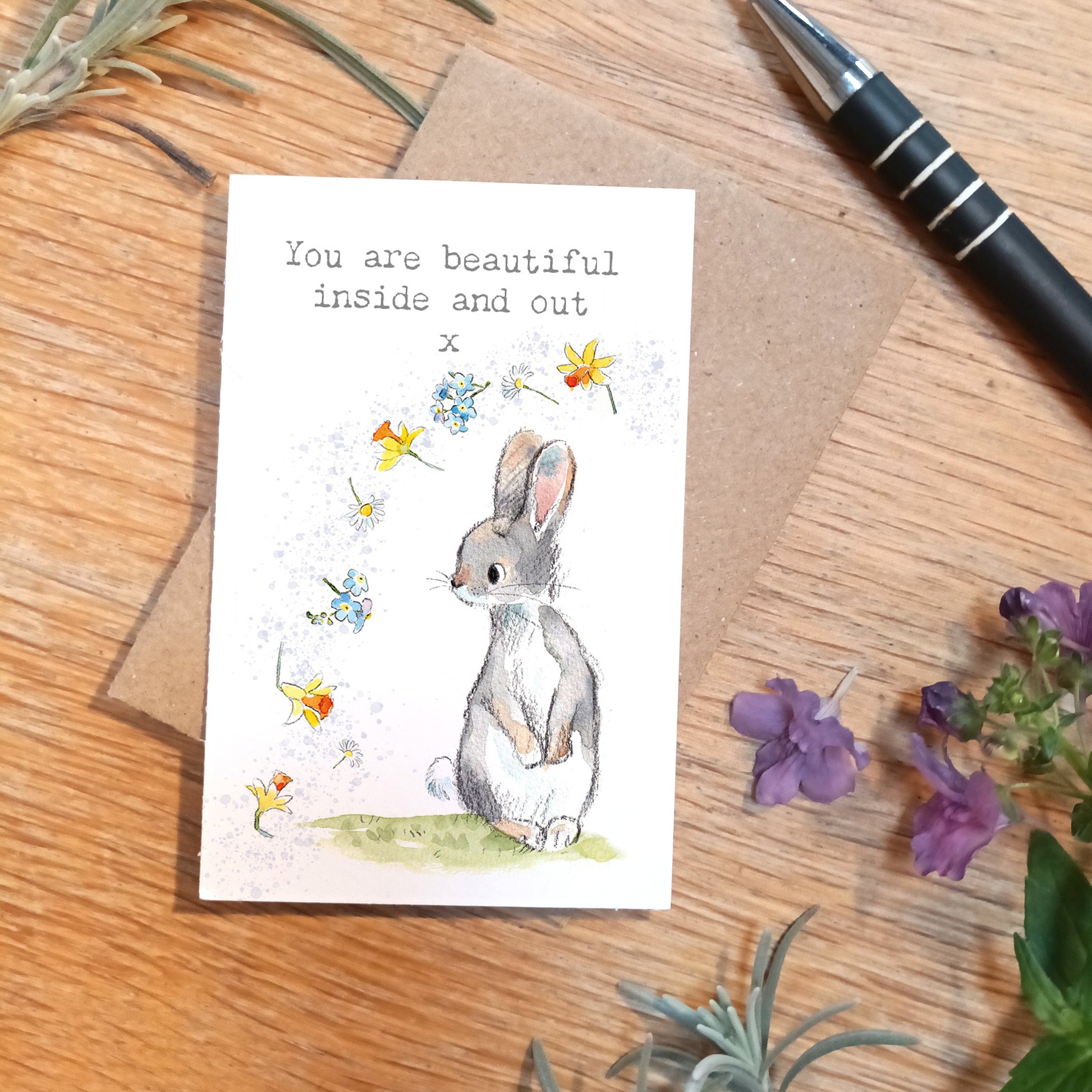 Little keepsake card  you are beautiful- credit card size - Write a little message on the back to be kept in purse, wallet or pocket - LM020
