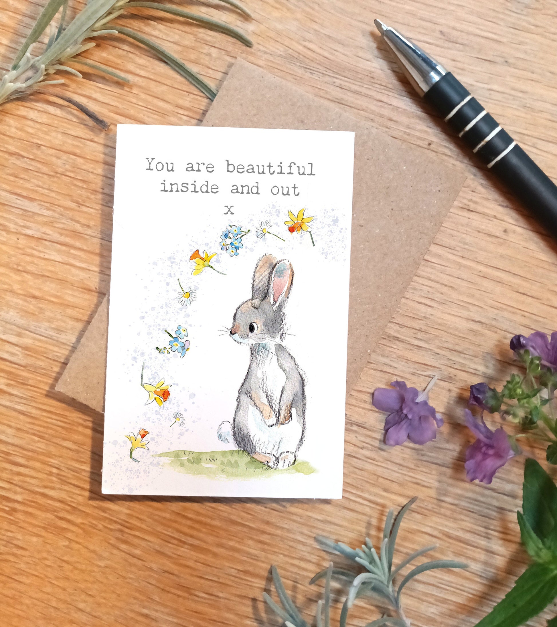 Little keepsake card  you are beautiful- credit card size - Write a little message on the back to be kept in purse, wallet or pocket - LM020