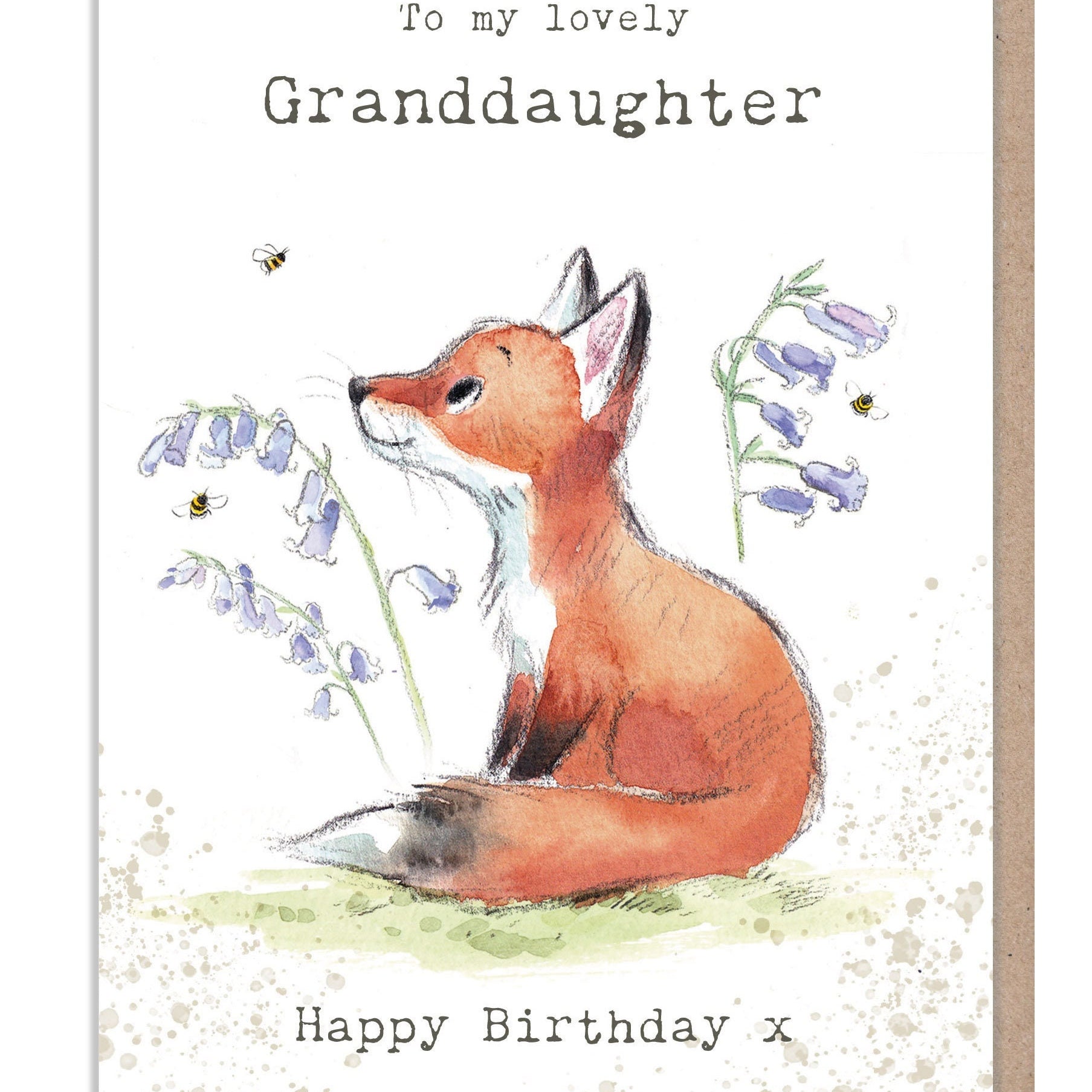 Granddaughter Birthday Card - Fox with Bluebells Illustration - BWE022