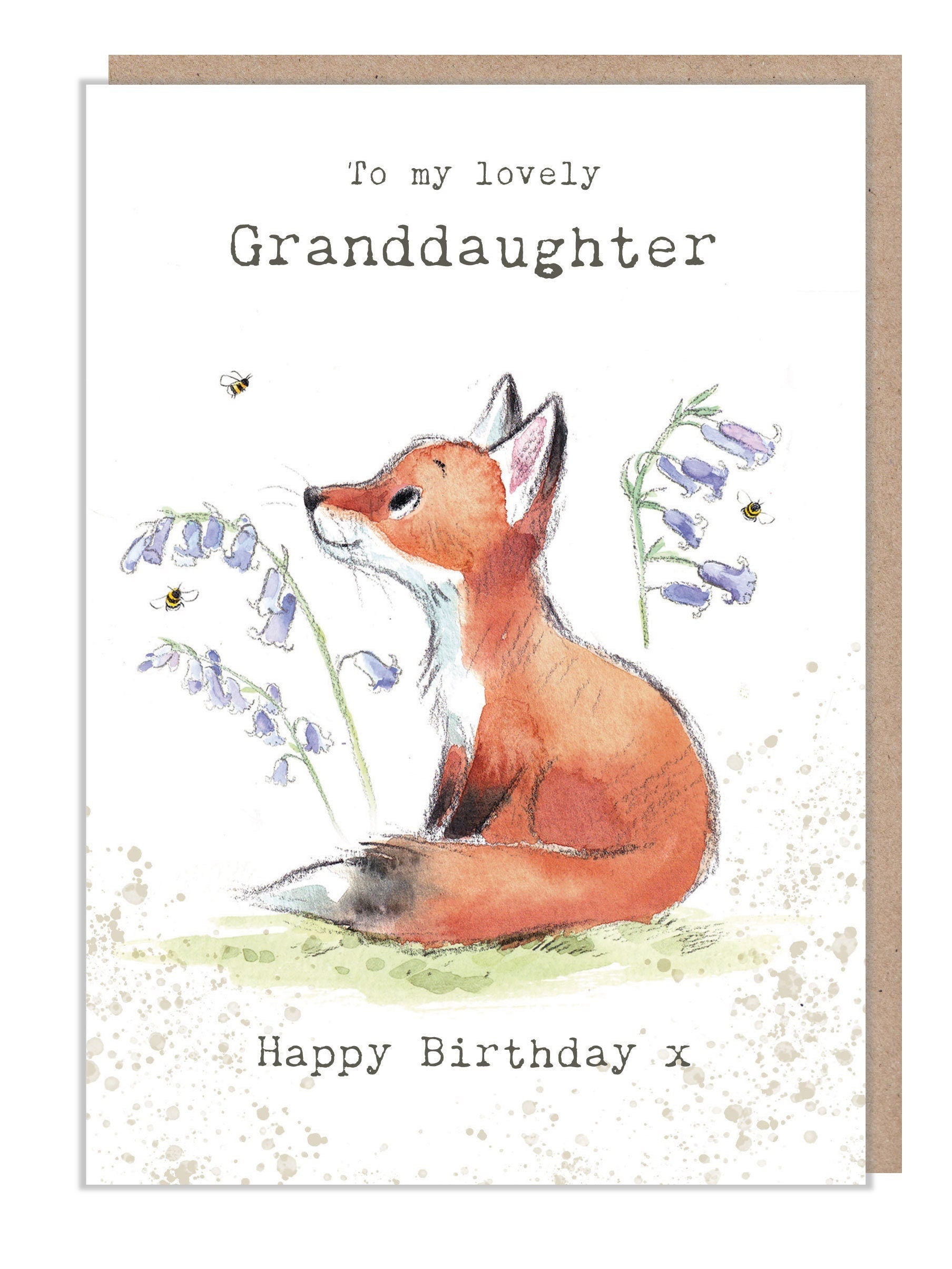 Granddaughter Birthday Card - Fox with Bluebells Illustration - BWE022