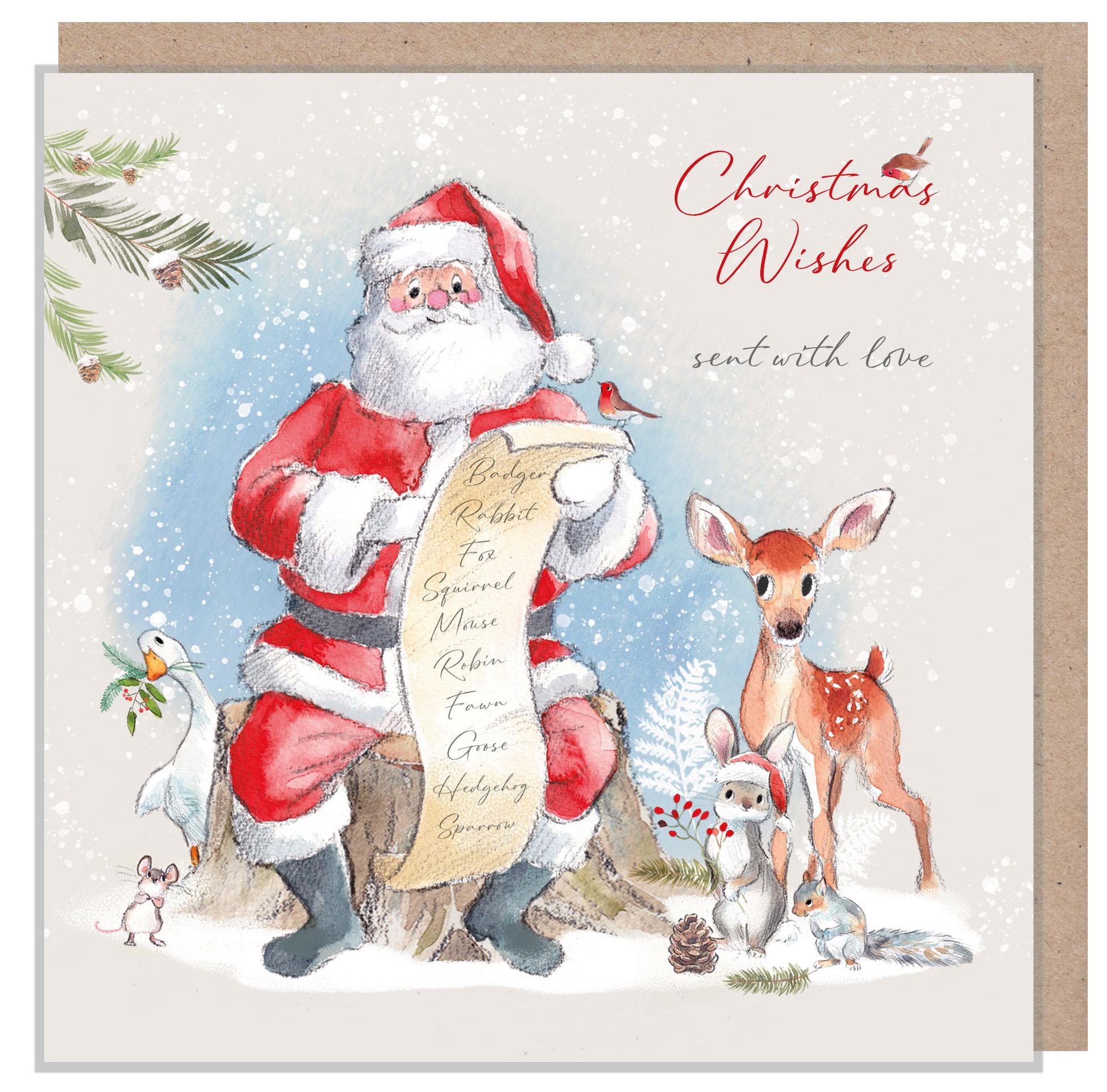 Santa's List Christmas Card: Winter Animals, UK Made