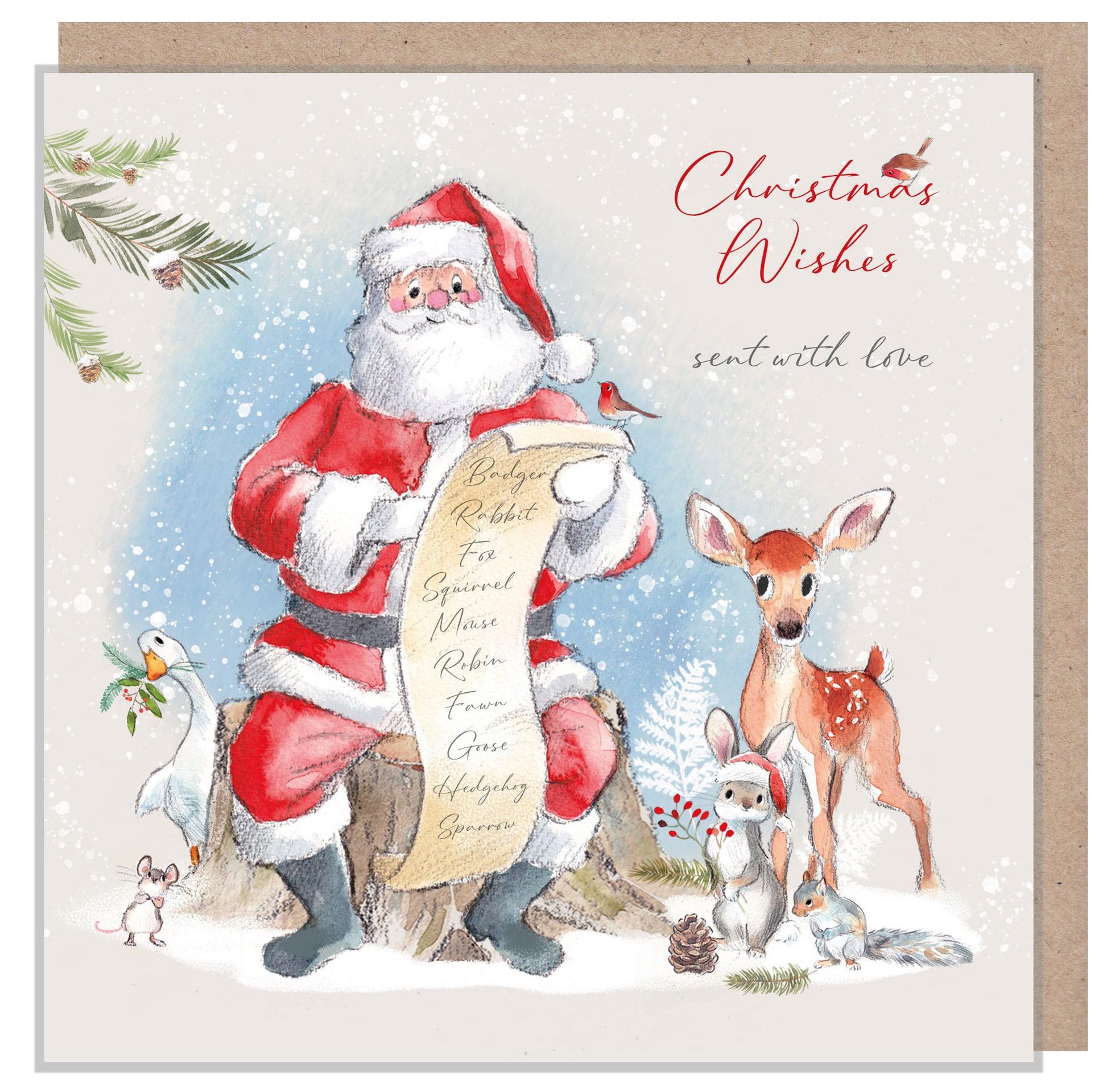 Santa's List Christmas Card: Winter Animals, UK Made