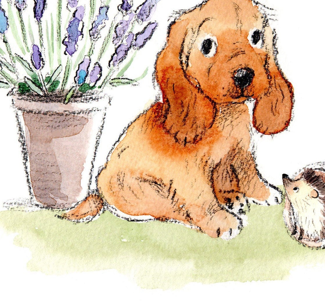 Granddaughter Birthday - Quality Greeting Card - Charming illustration - 'Absolutely barking' range - Cocker spaniel- Made in UK -  ABE016
