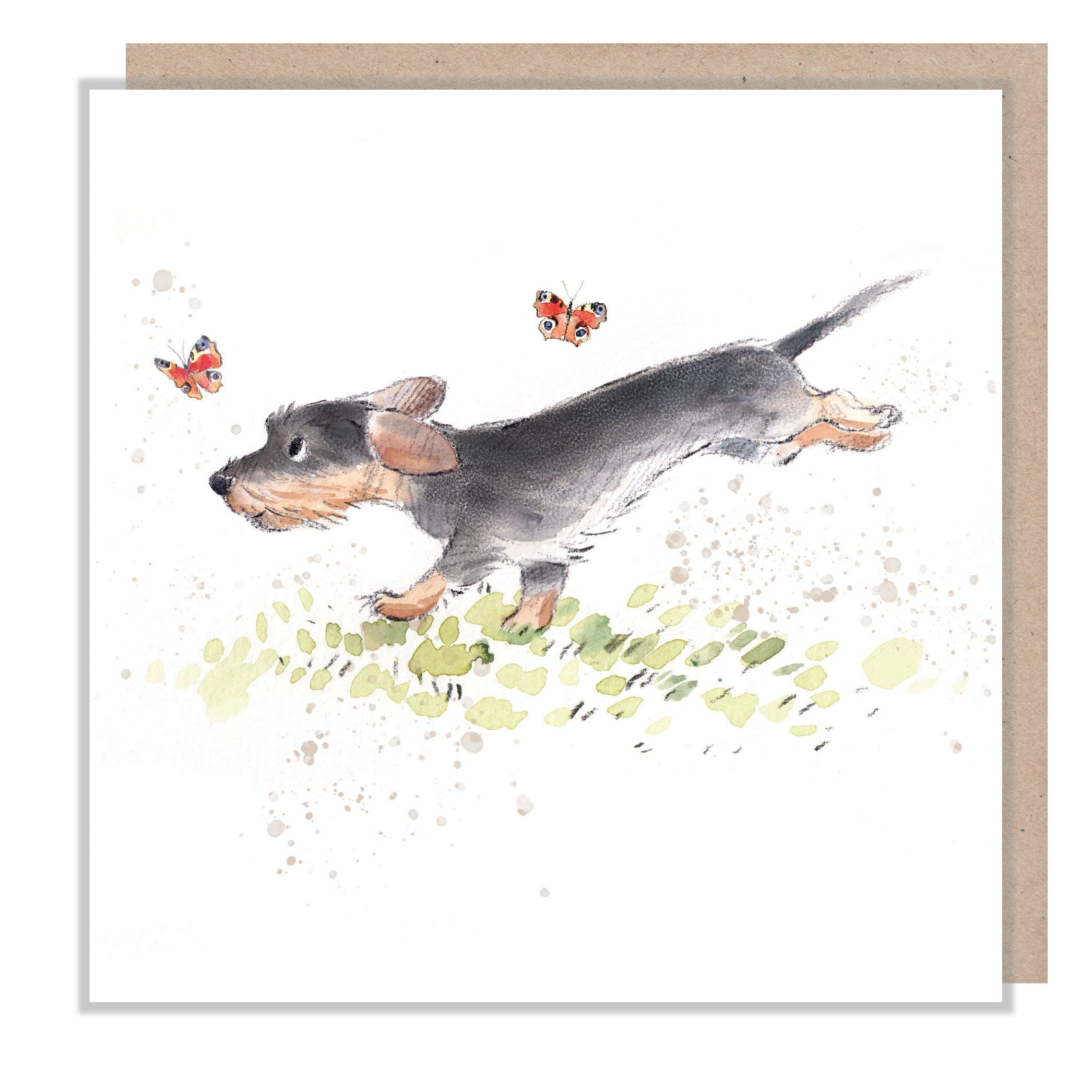 Blank Card - Quality Greeting Card - Charming Dog illustration - 'Absolutely barking' range - Running Sausage dog - Made in UK -  ABE070