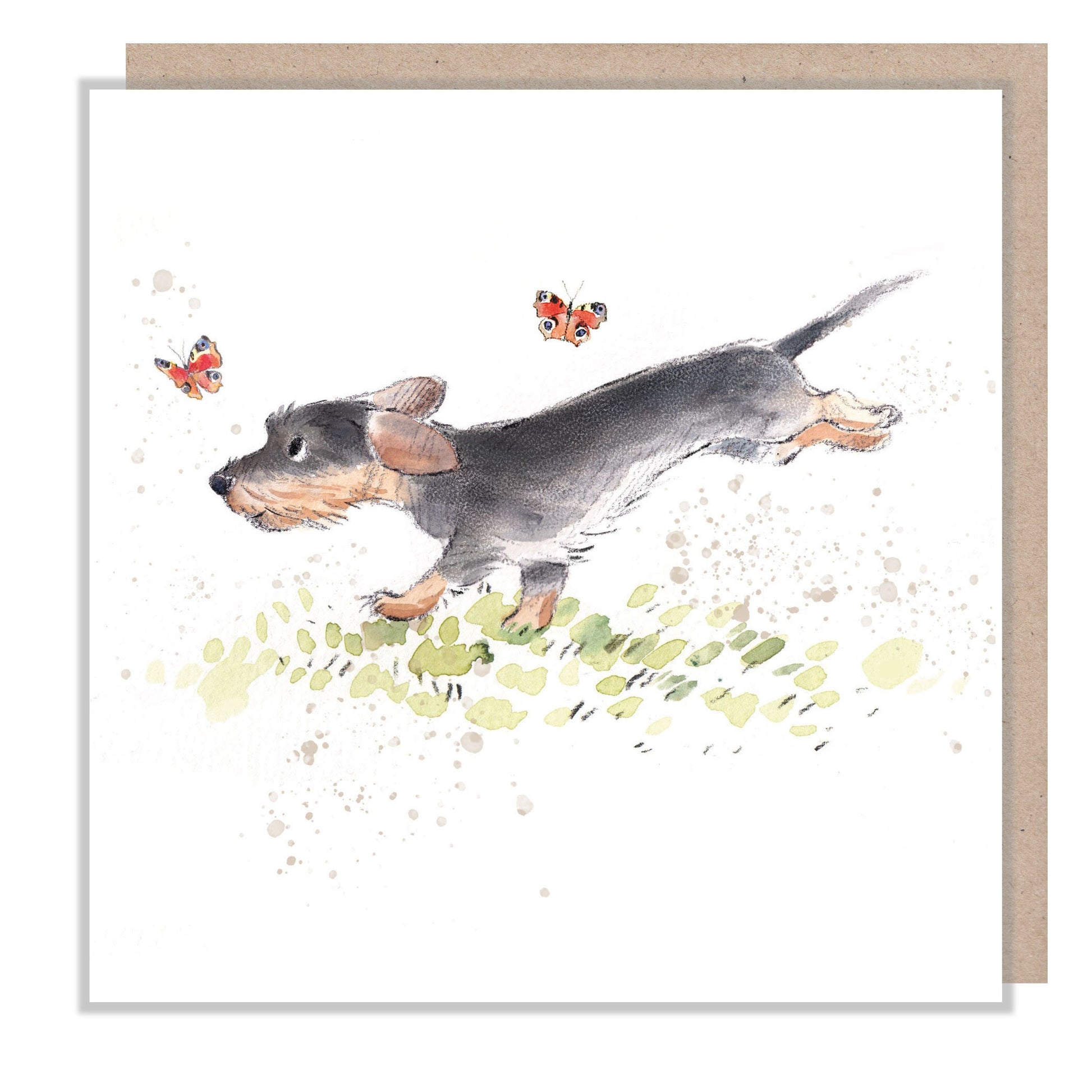 Blank Card - Quality Greeting Card - Charming Dog illustration - 'Absolutely barking' range - Running Sausage dog - Made in UK -  ABE070