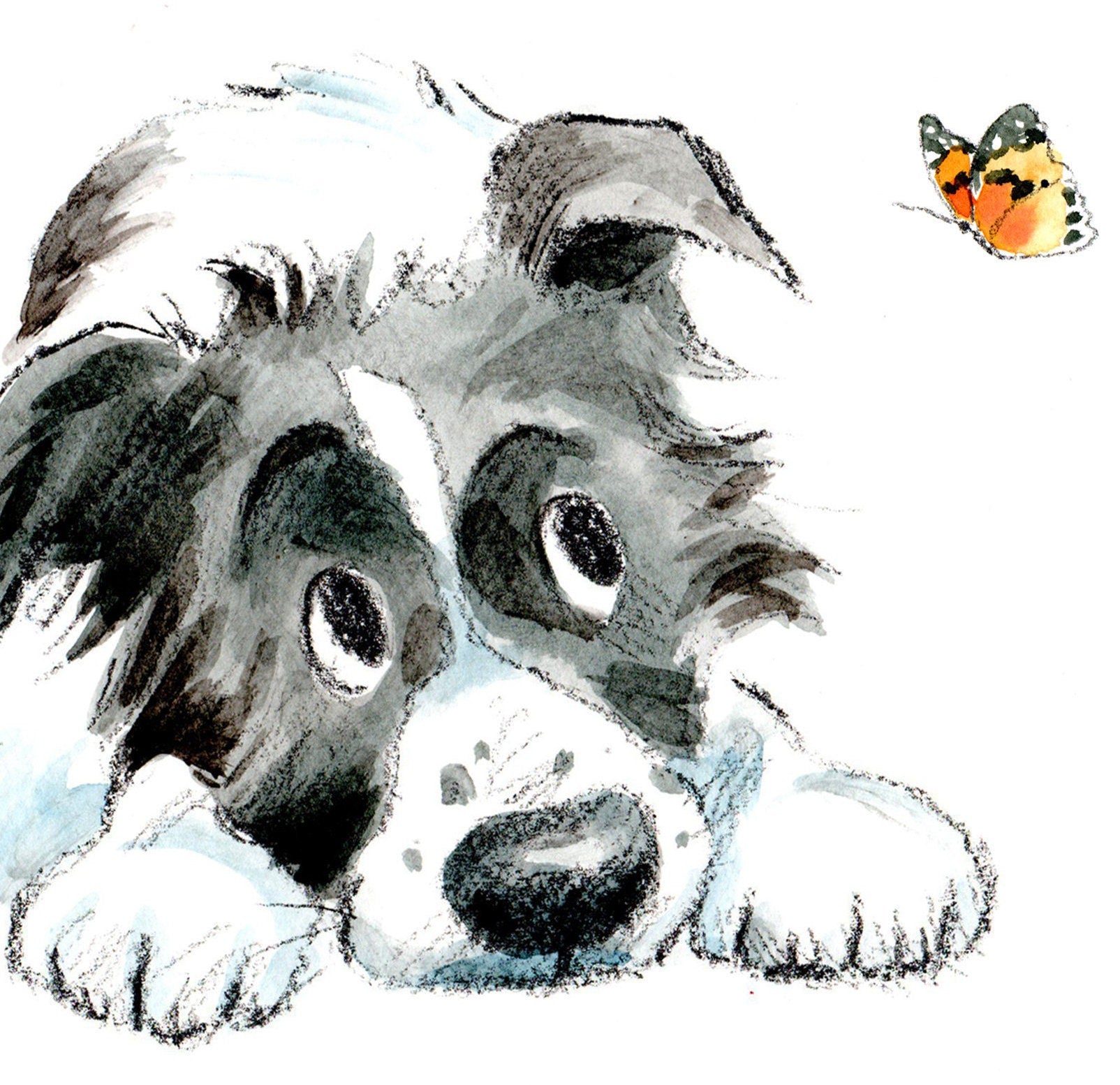 Blank Card - Quality Greeting Card - Charming Dog illustration - 'Absolutely barking' range -  Border Collie - Made in UK -  ABE029
