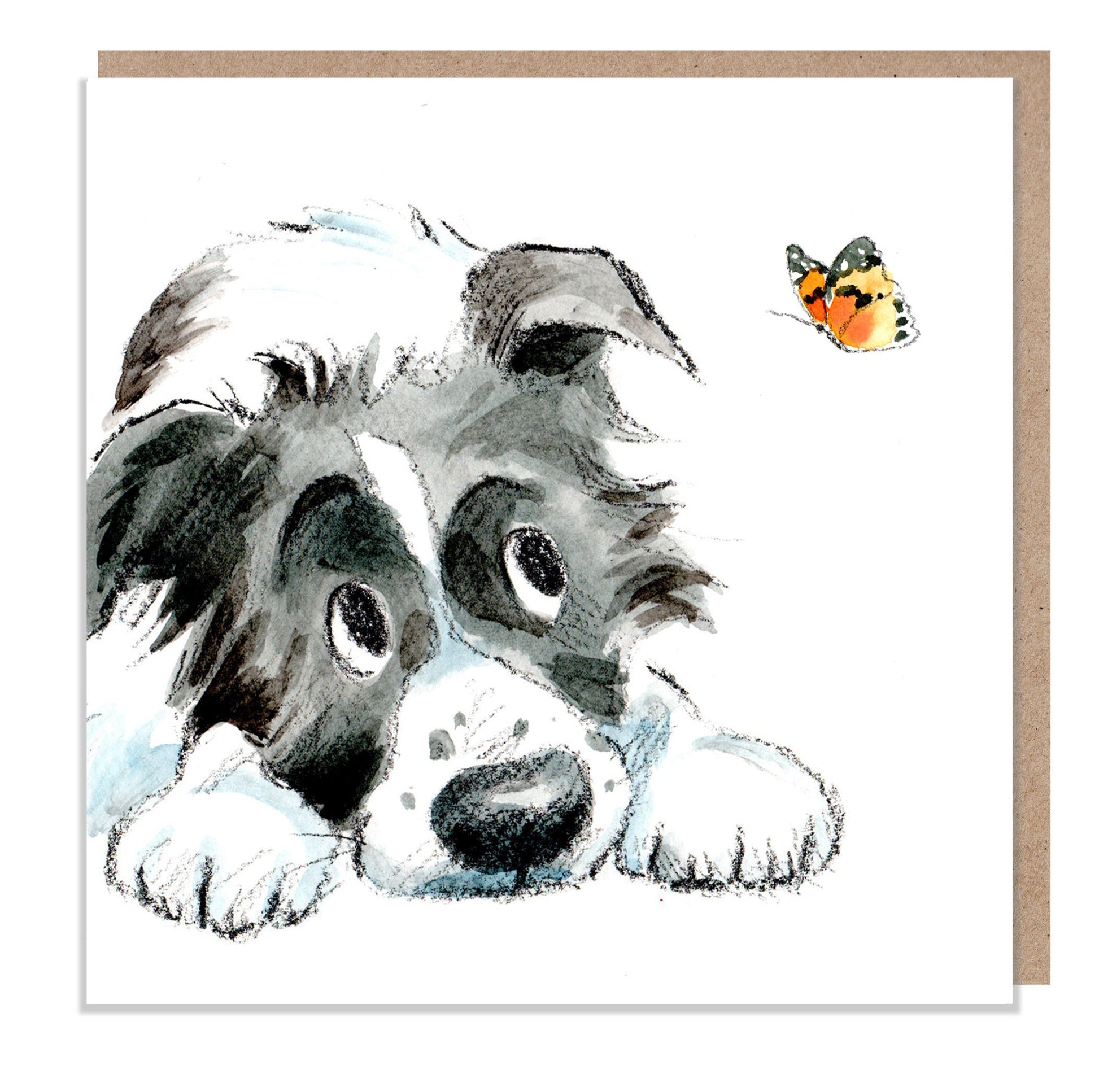 Blank Card - Quality Greeting Card - Charming Dog illustration - 'Absolutely barking' range -  Border Collie - Made in UK -  ABE029