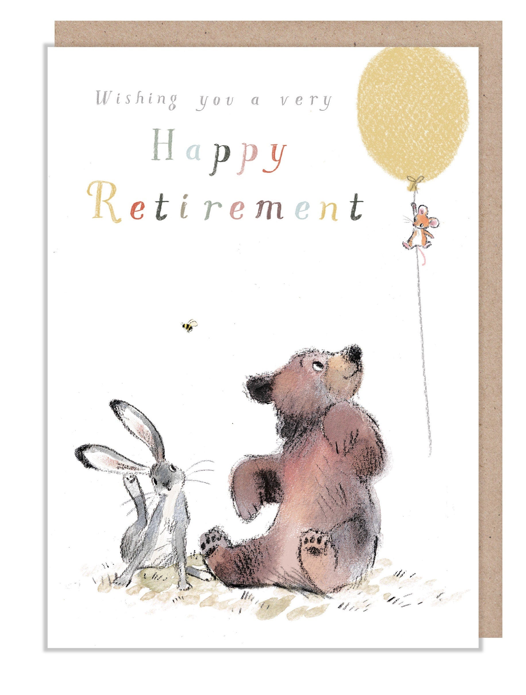 Retirement Card: Bear, Hare, and Mouse Illustration