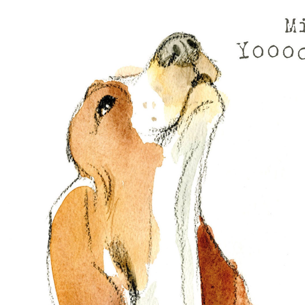Dog 'Missing you' Card - Quality Greeting Card - Charming illustration - 'Absolutely barking' range - Howling dog - Made in UK -  ABE05