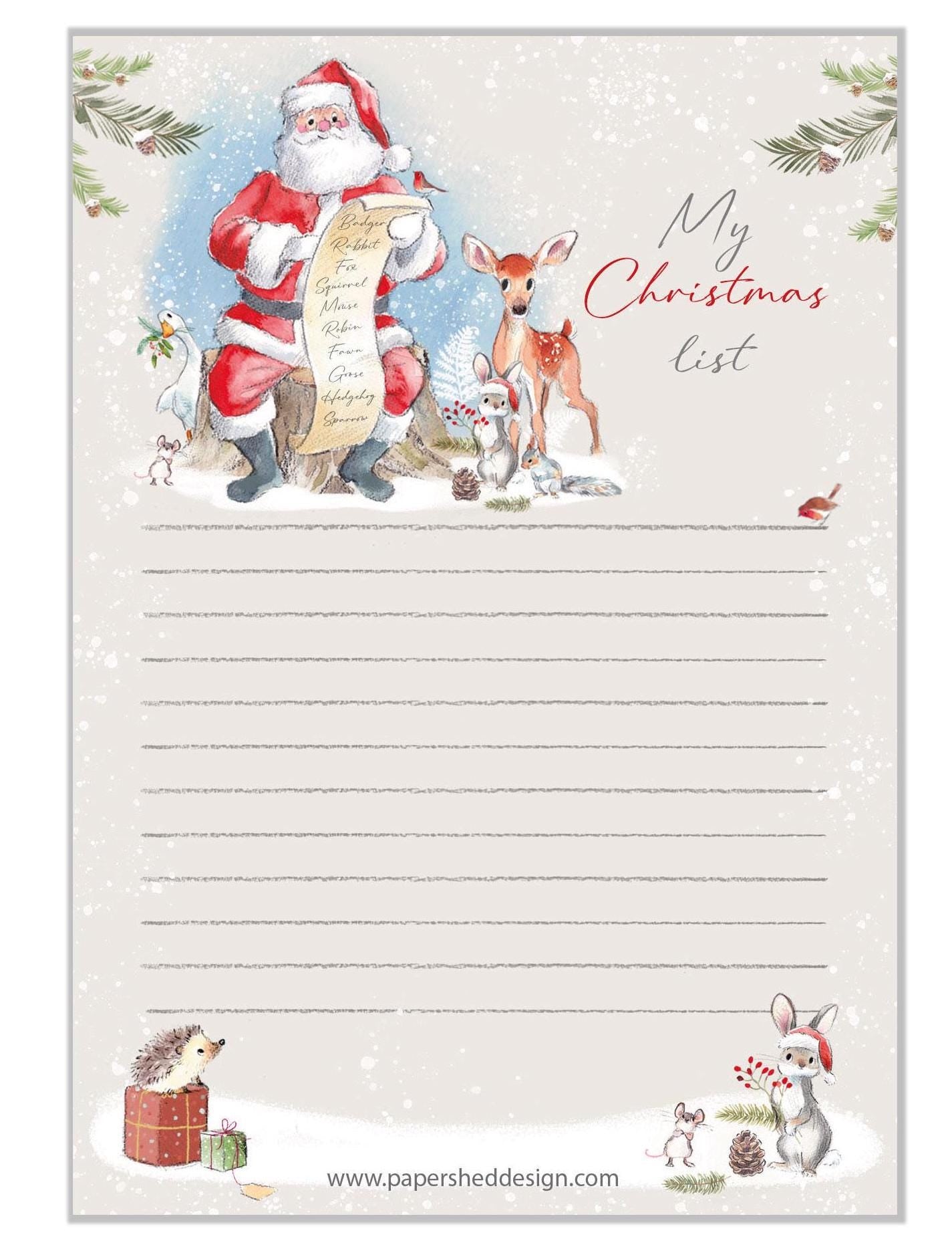 Christmas Notepad - A6 size - My Christmas List - Wintery tails - charming Santa Illustration - made in the UK - XNOTE01
