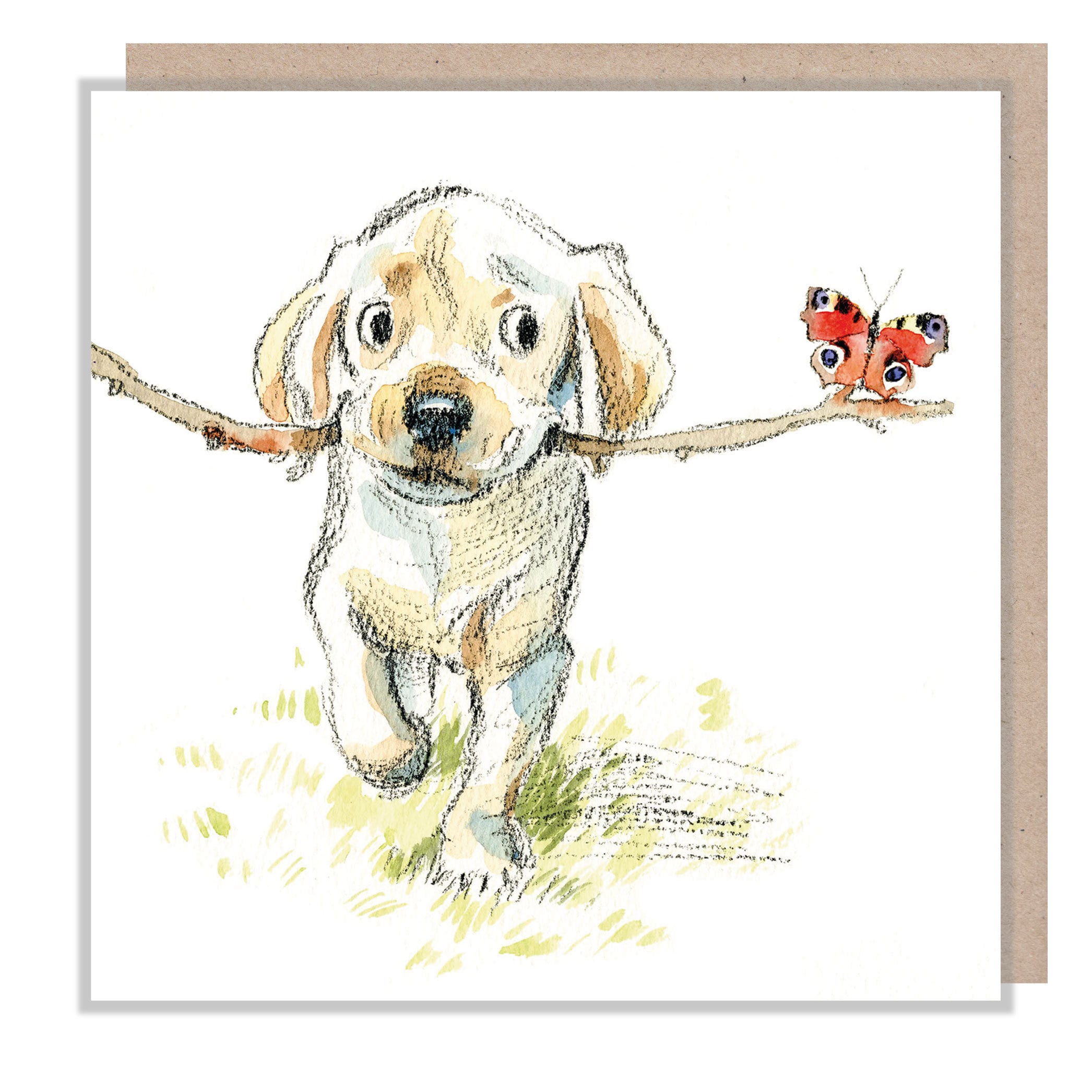 Blank Card - Quality Greeting Card - Charming Dog illustration - 'Absolutely barking' range - golden Labrador  - Made in UK -  ABE072