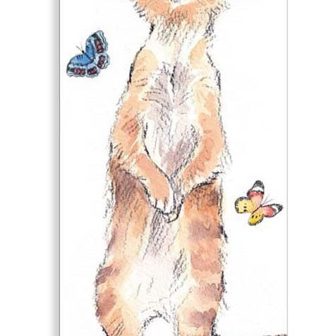 Bookmark with Ribbon - Meercat with Butterflies Illustration BM07