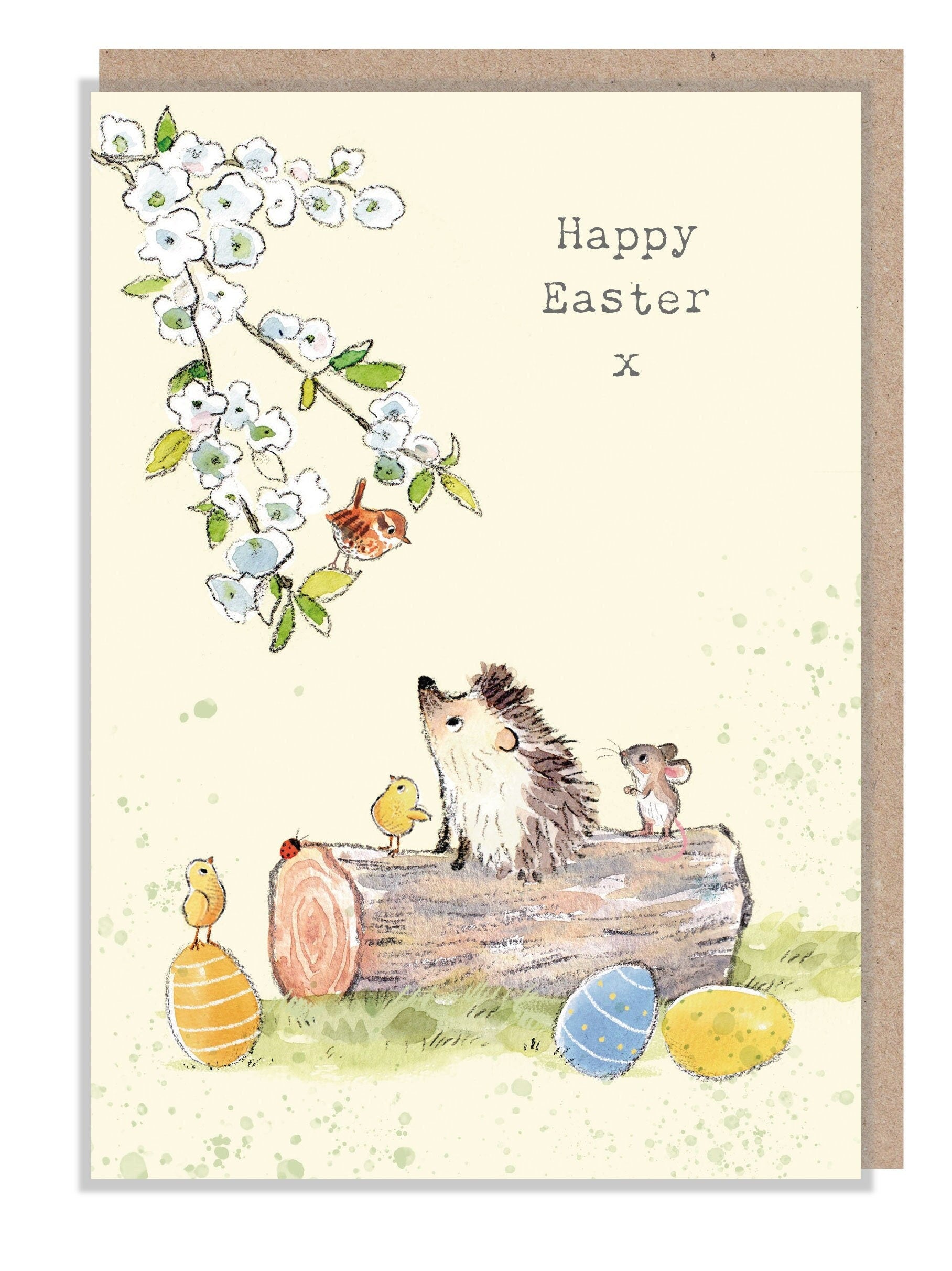 Easter Card - Charming illustration - Hedgehog and mouse - 'Bucklebury Wood'  range - Made in UK -  BWEASTER01