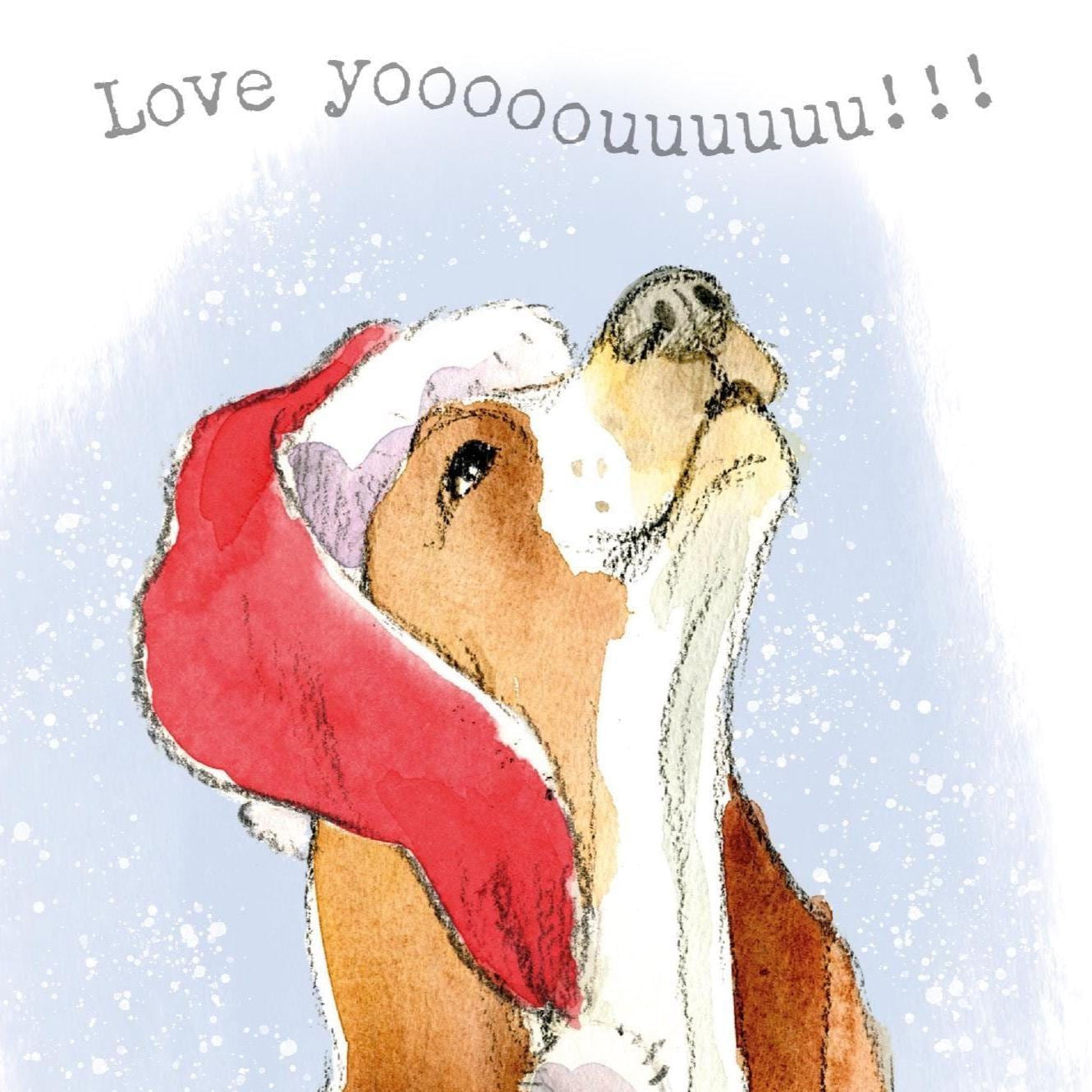 Giant Card (A4): Love you - Howling Dog Illustration XL011