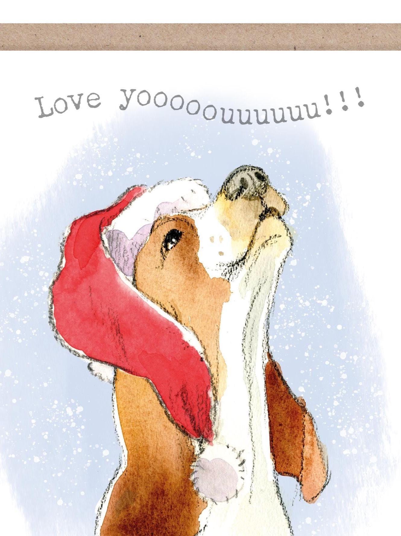 Giant Card (A4): Love you - Howling Dog Illustration XL011