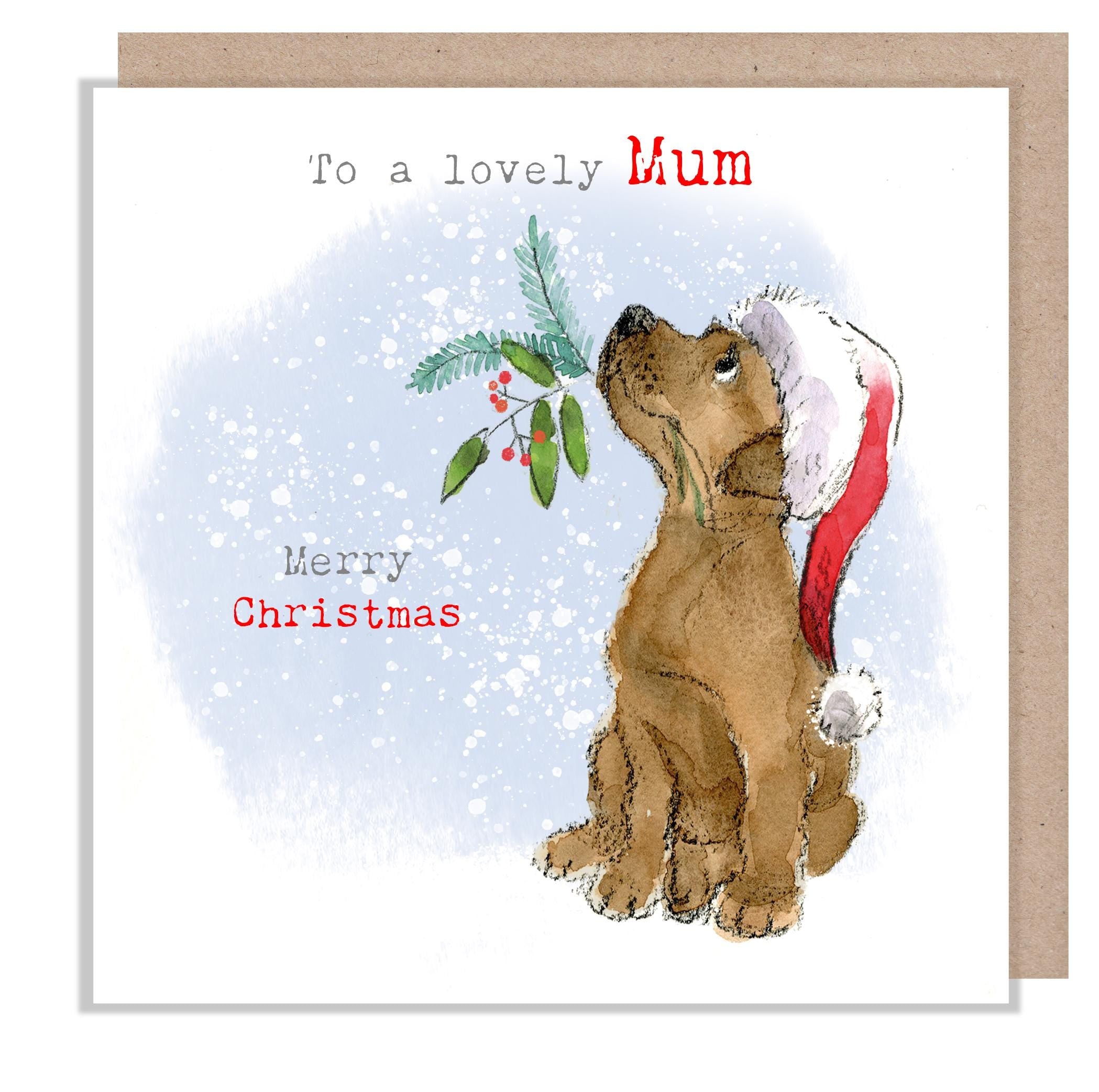Mum Christmas Card: Chocolate Labrador - Charming Dog Illustration ABX130