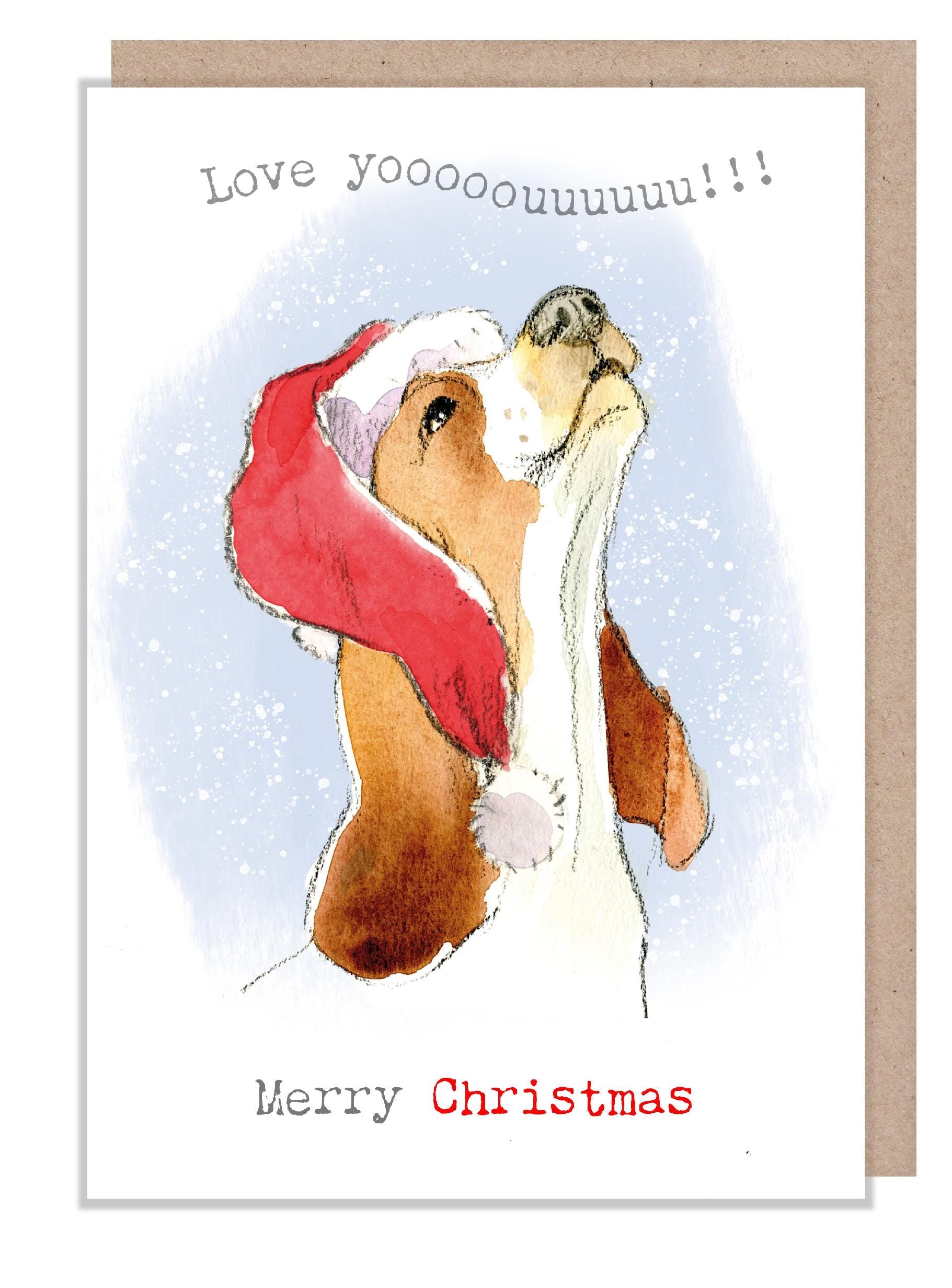 Giant Card (A4): Love you - Howling Dog Illustration XL011