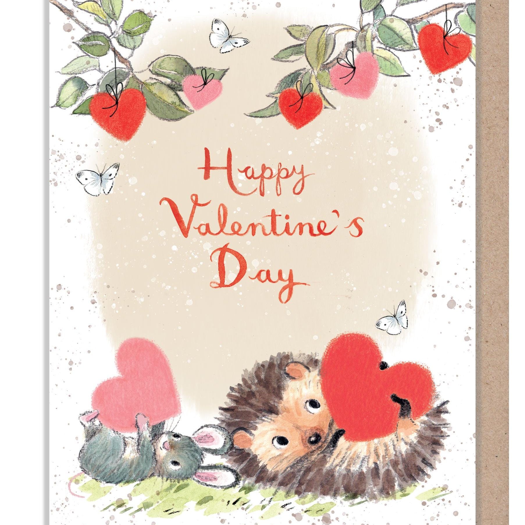 Valentine Card - Quality Card - Charming illustration - Hedgehog and Mouse with Hearts- 'Morris and Maude' range - Made in UK -  MMVAL01